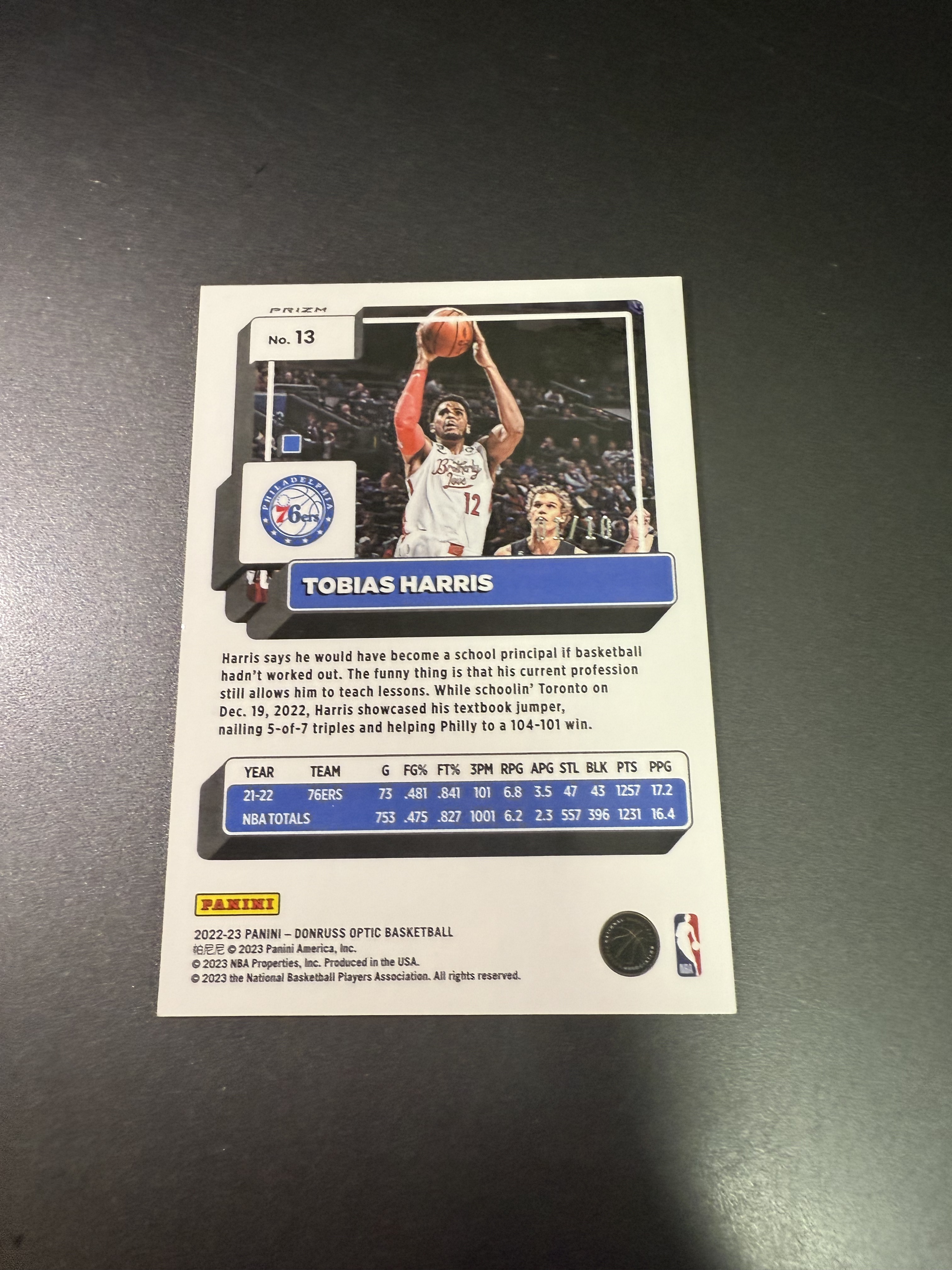 2022-23 Panini Optic Tobias Harris 托比亚斯 哈里斯 金波纹 10编 超低编 首编 T
