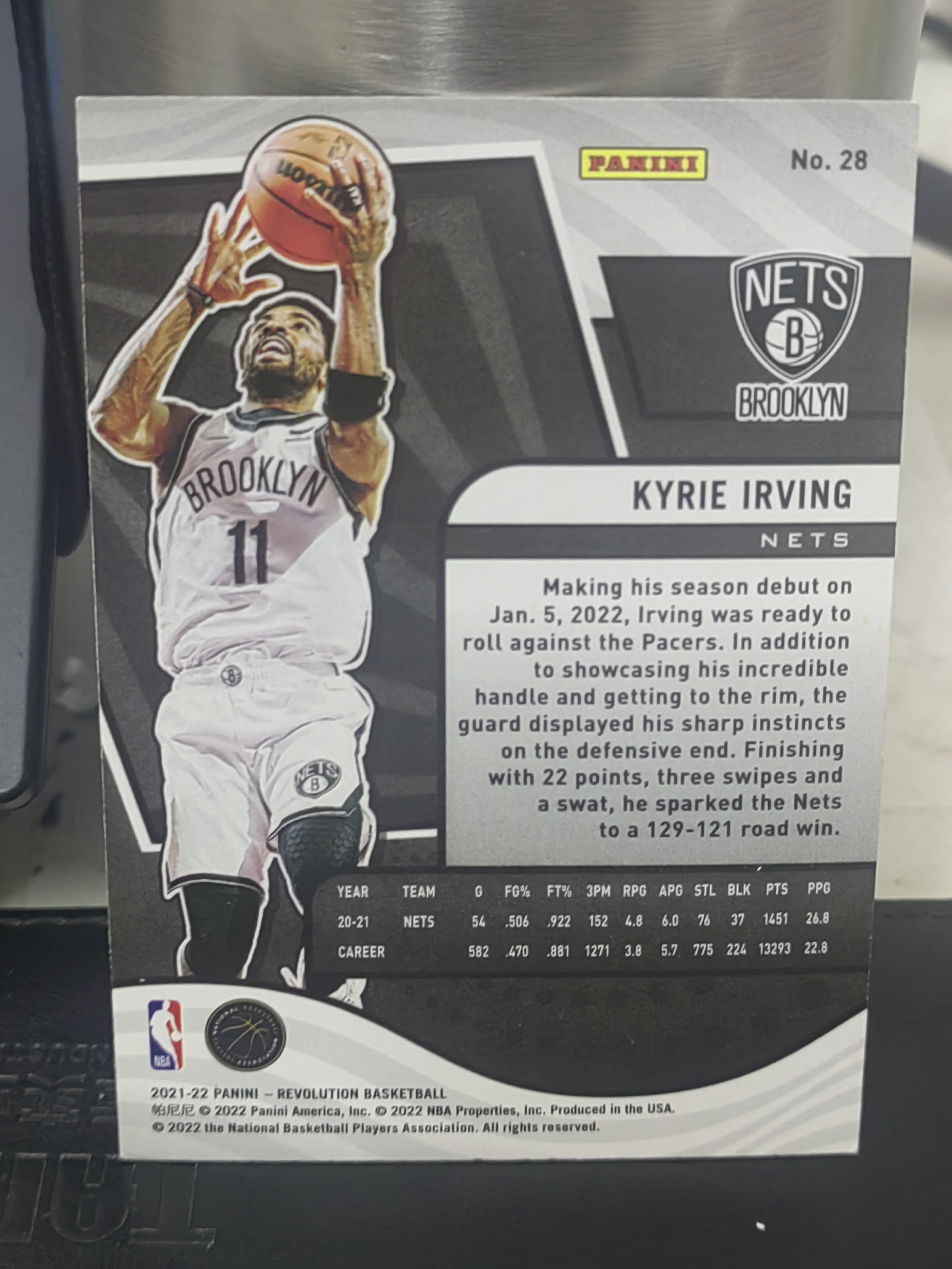 2021-22 Panini Revolution Kyrie Irving 革命 凯里 欧文 篮网 篮 白边白角 不保卡品 卡品如图