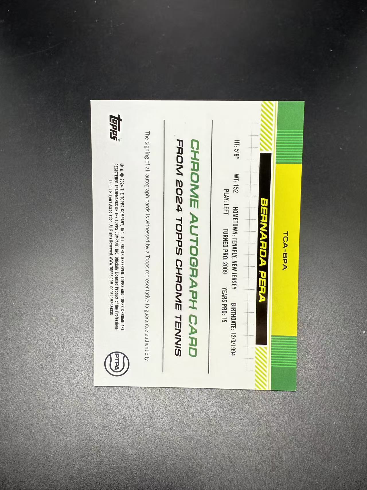 2024 Topps Chrome Bernarda Pera #TCA-BPA 伯纳达 佩拉 美国 网球 蓝折 签字 auto 专收必备 烧烤