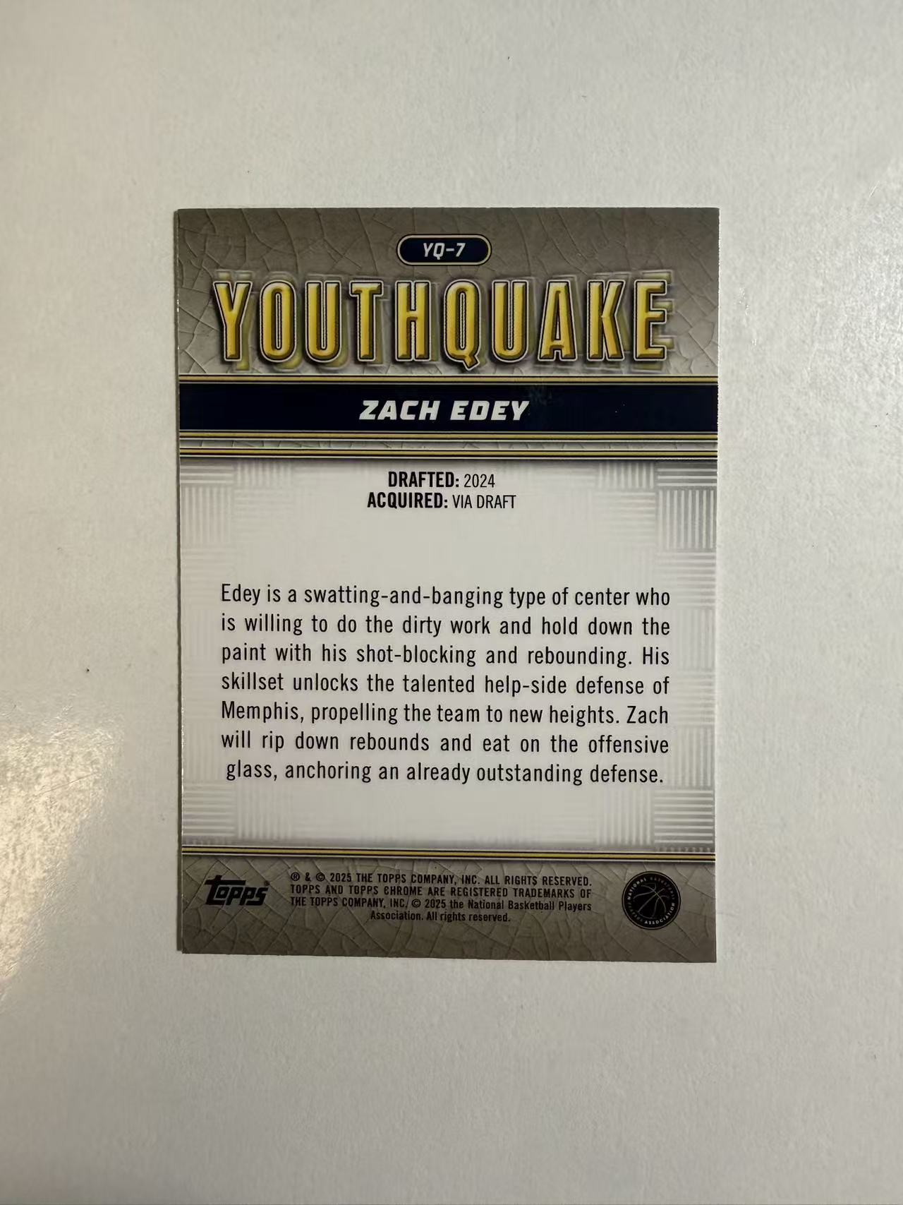 2025 Topps Chrome Zach Edey RC 新秀年 周志豪 扎克 伊迪 99编 绿折 卡品如图 不保卡品 介意勿拍