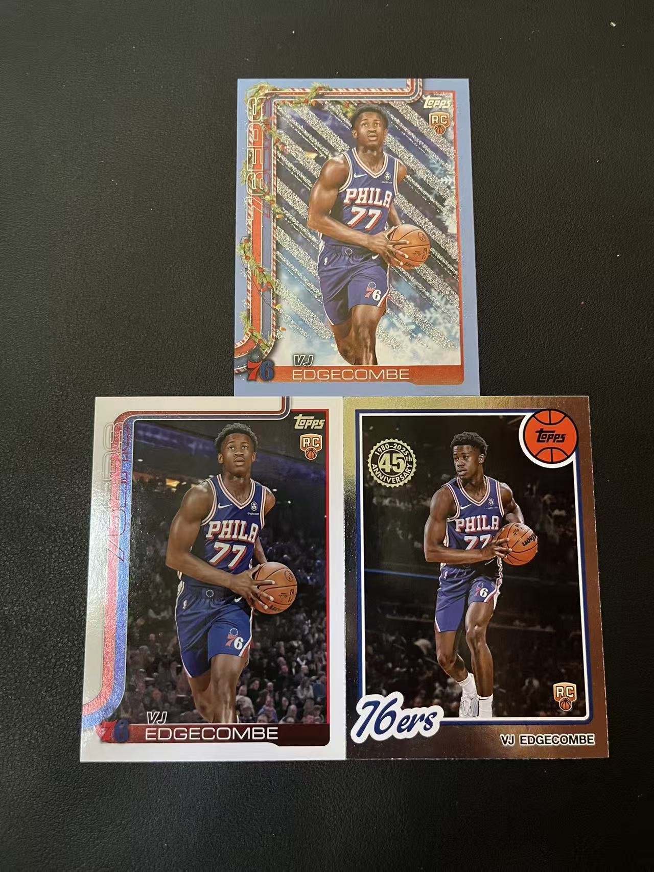 2025 Topps Flagship Valdez VJ Edgecombe Jr RC 76人 VJ 埃奇库姆 新秀 圣诞假日 蓝折 45周年 base 未来可期 3张 卡品如图 龙龙龙