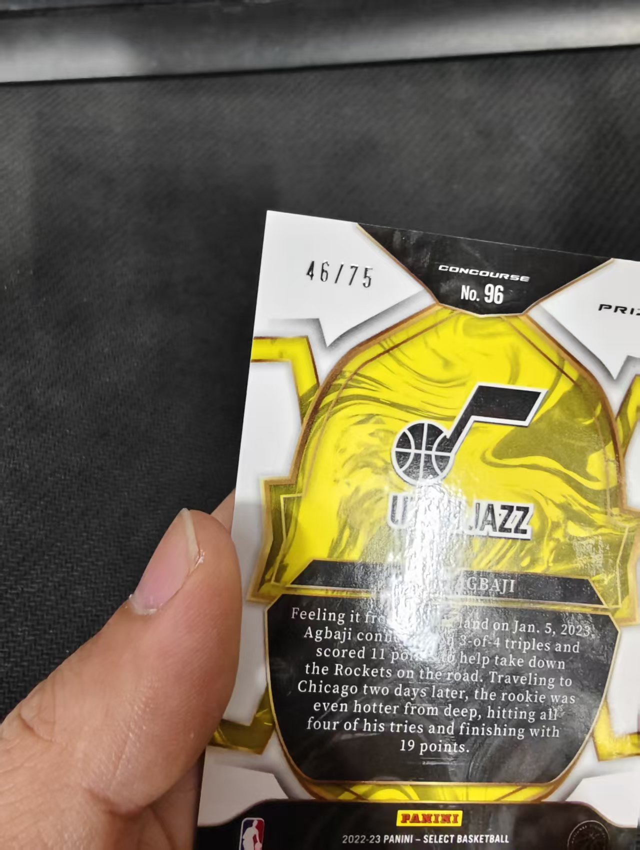 【汽水拍卖】2022-23 Panini Select Ochai Agbaji 奥柴 阿巴基 爵士 RC 新秀 绿折 75编 微瑕如图