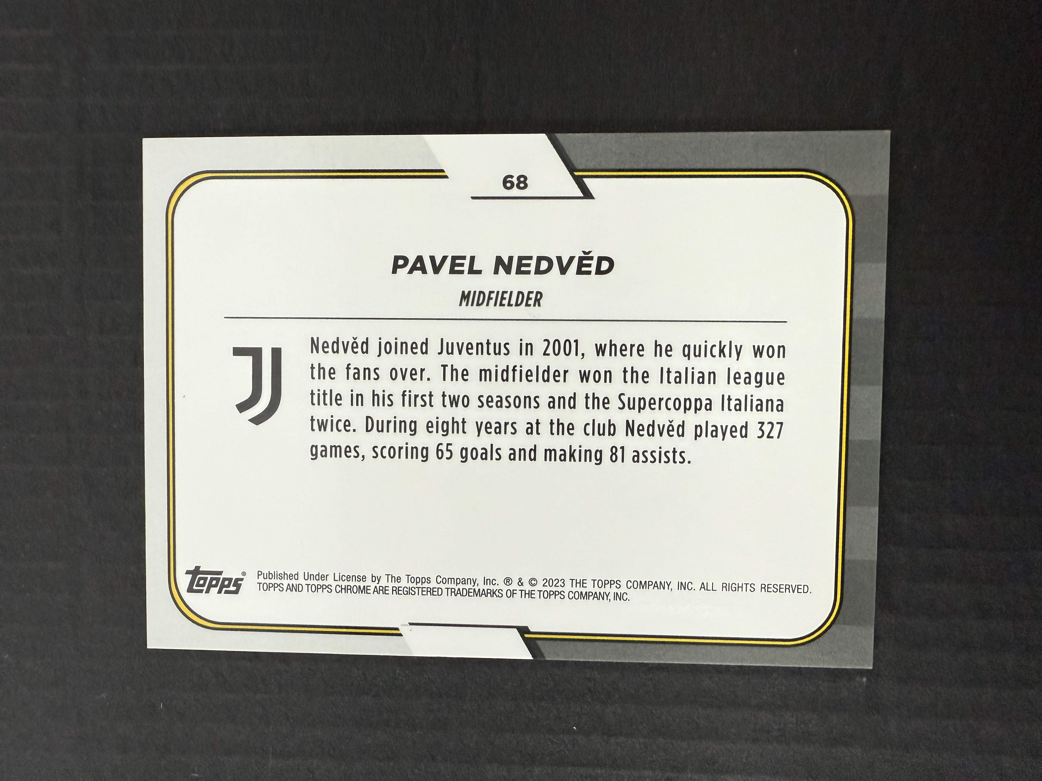 【GOAT山羊拍卖】D哥 2023-24赛季 topps chrome尤文图斯队盒系列 内德维德 粉折 /125 尤文图斯名宿 品相如图
