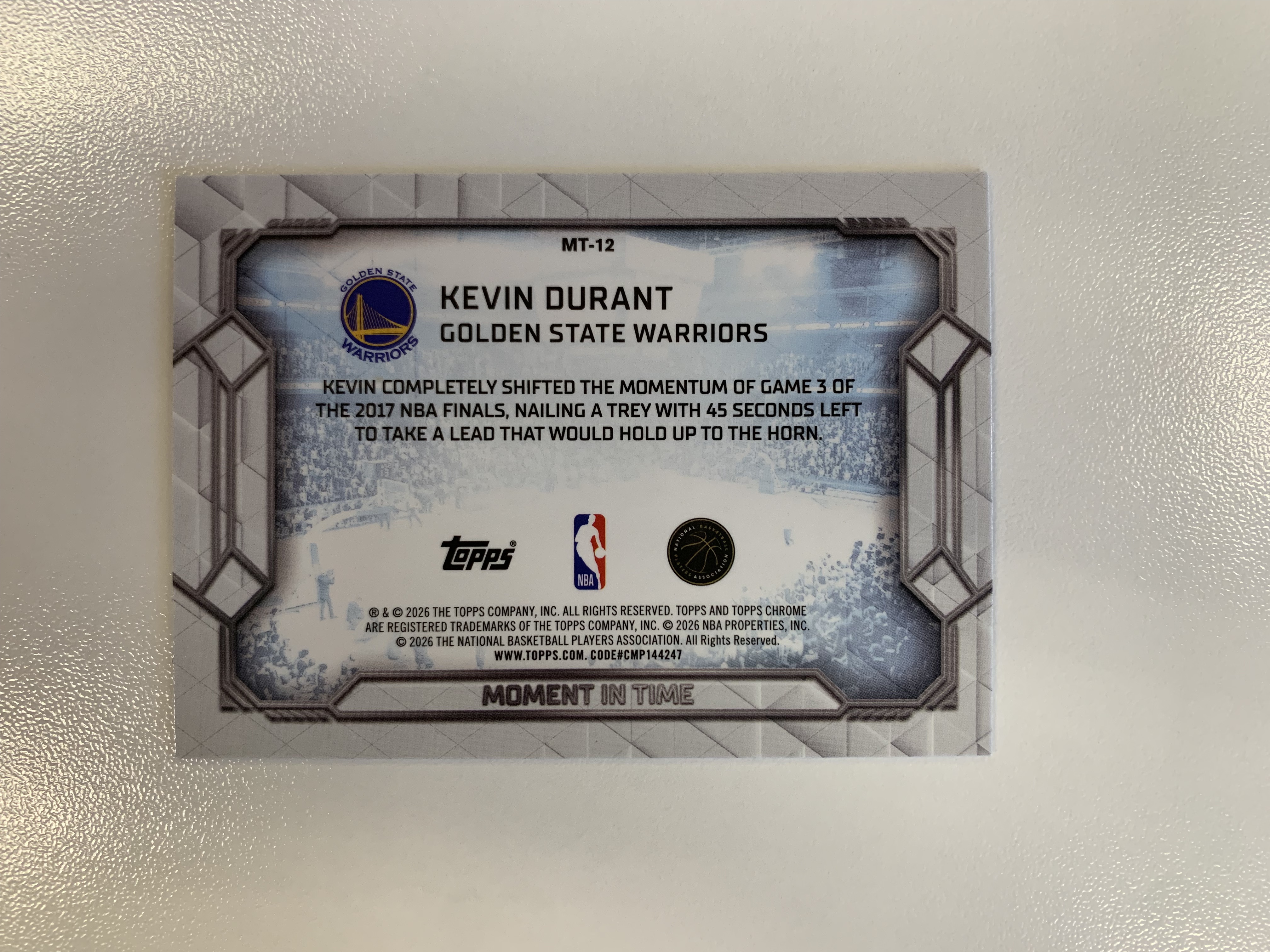 2025‑26 Topps Chrome Update Kevin Durant 凯文 杜兰特 KD 死神 Moment in Time 时刻特卡 SBX