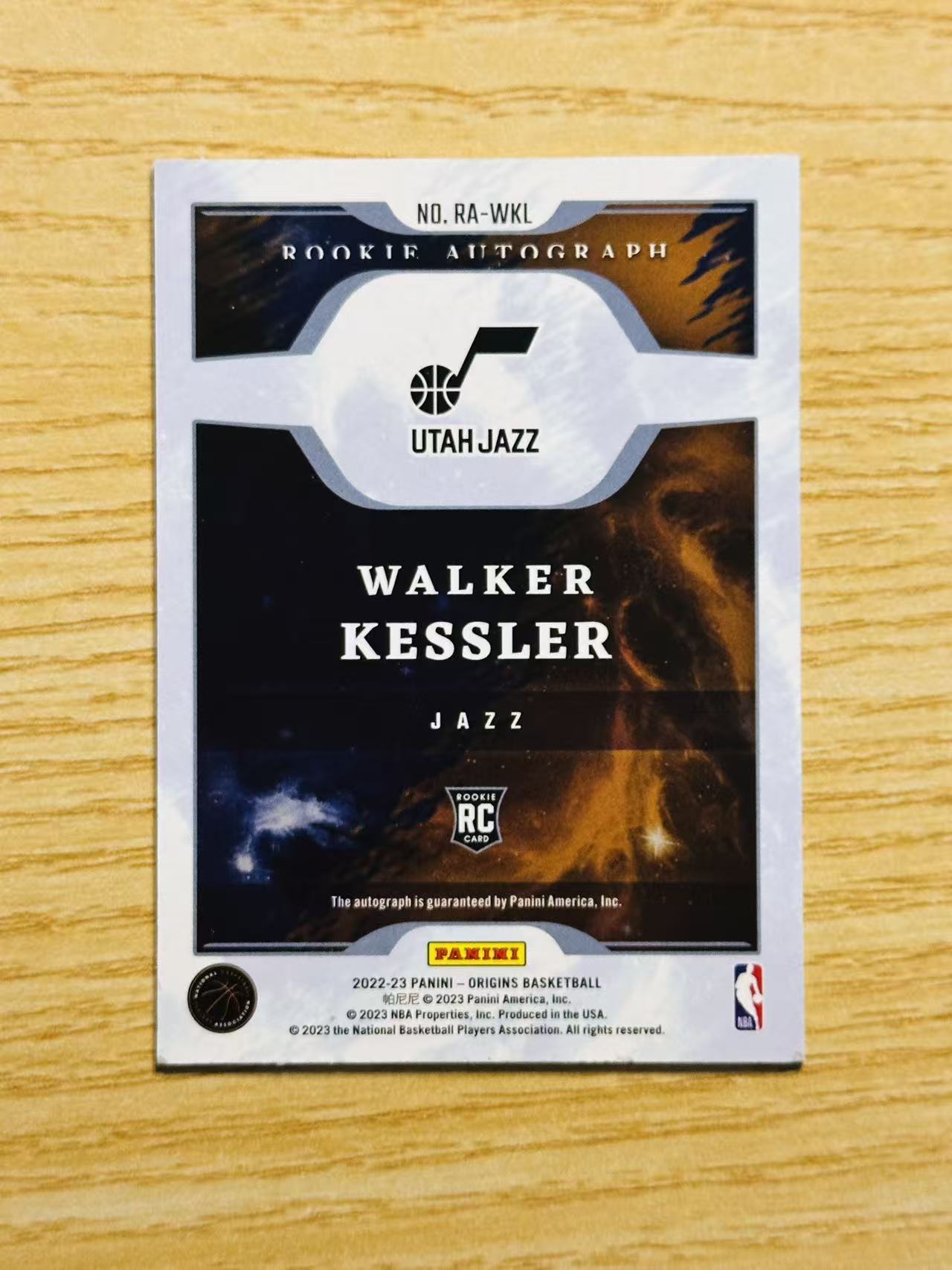 2022-23 Panini Origins Walker Kessler RC #RA-WKL 沃克 凯斯勒 爵士 起源 签字 卡签
