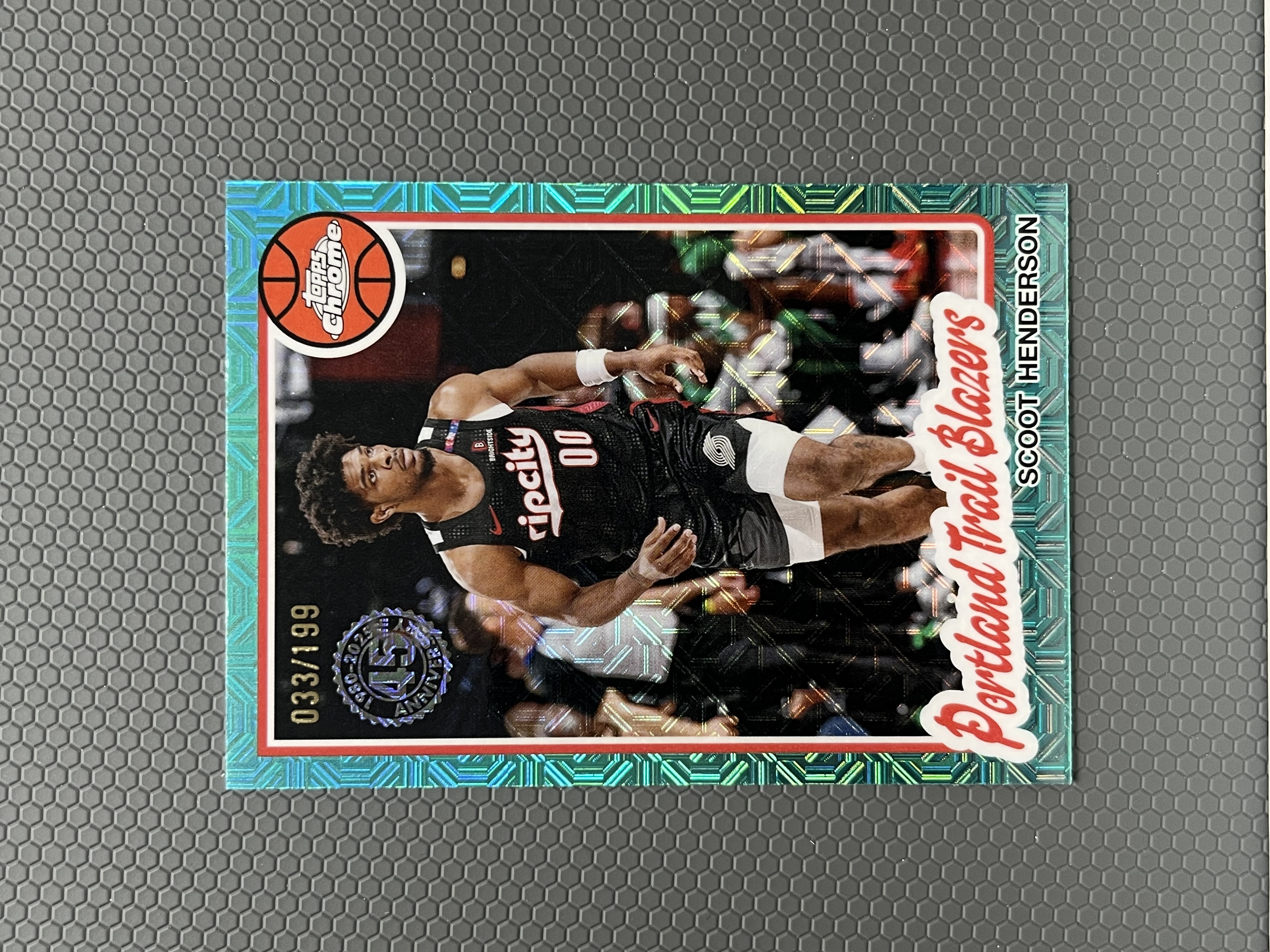 2025 Topps 亨德森 SCOOT HENDERSON 开拓者 限量 199编 绿折 折射 MOJO折 卡品如图-左