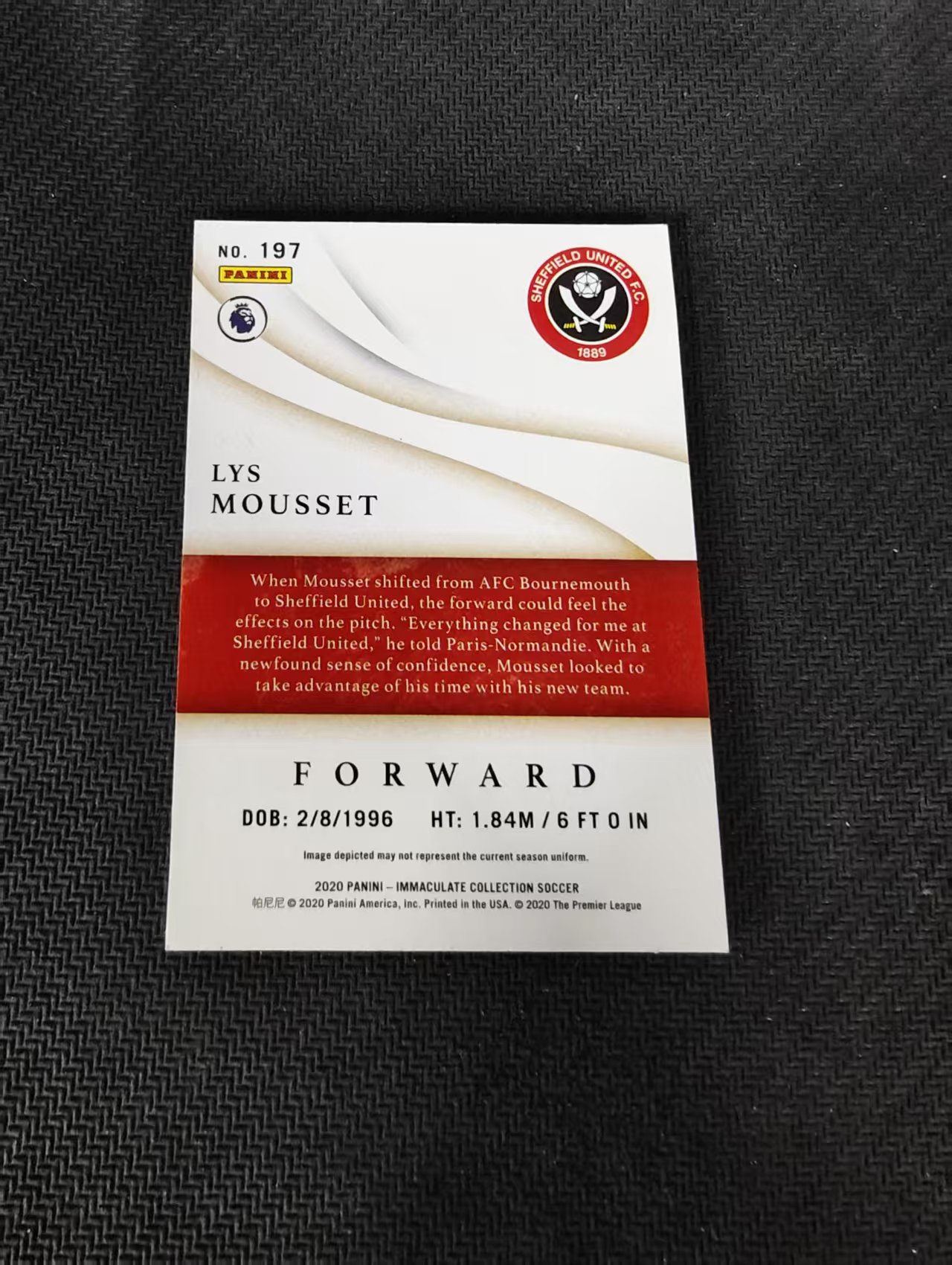 【可合并,不累计】2020 Panini Immaculate Lys Mousset RC 新秀 英超 谢菲尔德 利斯穆塞 爱咪咪 50编 边角瑕疵