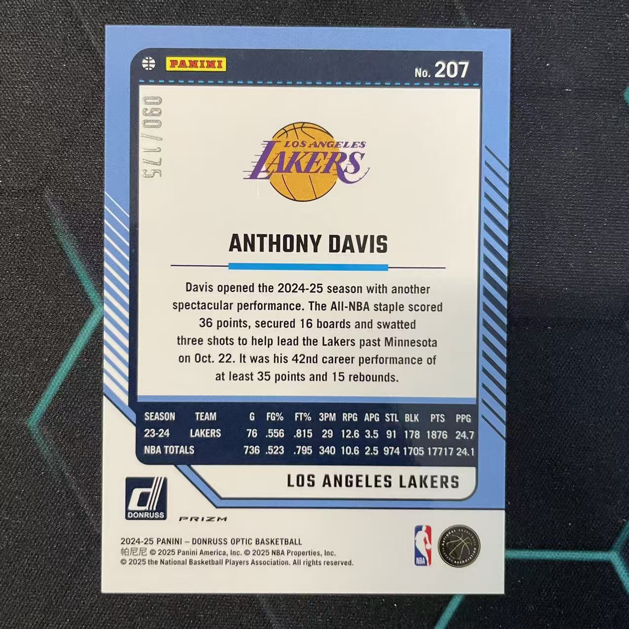 2024-25 Panini Donruss Anthony Davis 【阿福代卖】 安东尼 戴维斯 浓眉 湖人 杜蕾斯OP 橙折 175编 收藏必备 (行行行)