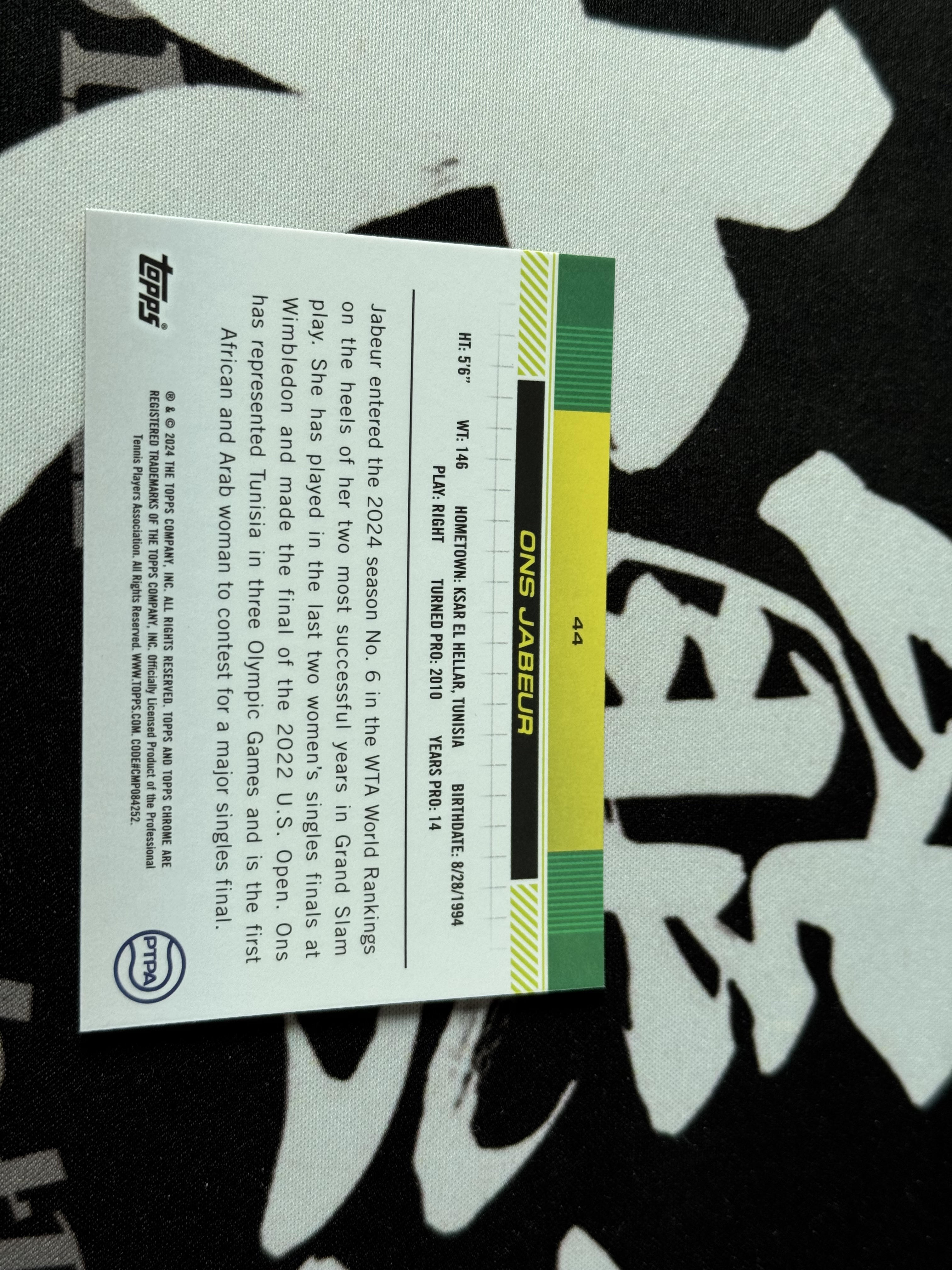 2024 Topps Chrome Ons Jabeur RC 【大熊球星卡店】网球 TC 突尼斯新秀 1st 翁斯 贾贝乌尔 贾布尔 /50编 金折 25/50 不累计【海】