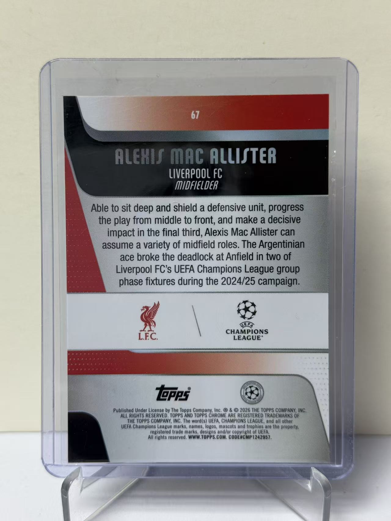 2026 Topps Chrome Alexis Mac Allister 欧冠 TC 利物浦 麦卡利斯特 金折 32/50编 收藏必备 不保卡品 远哥