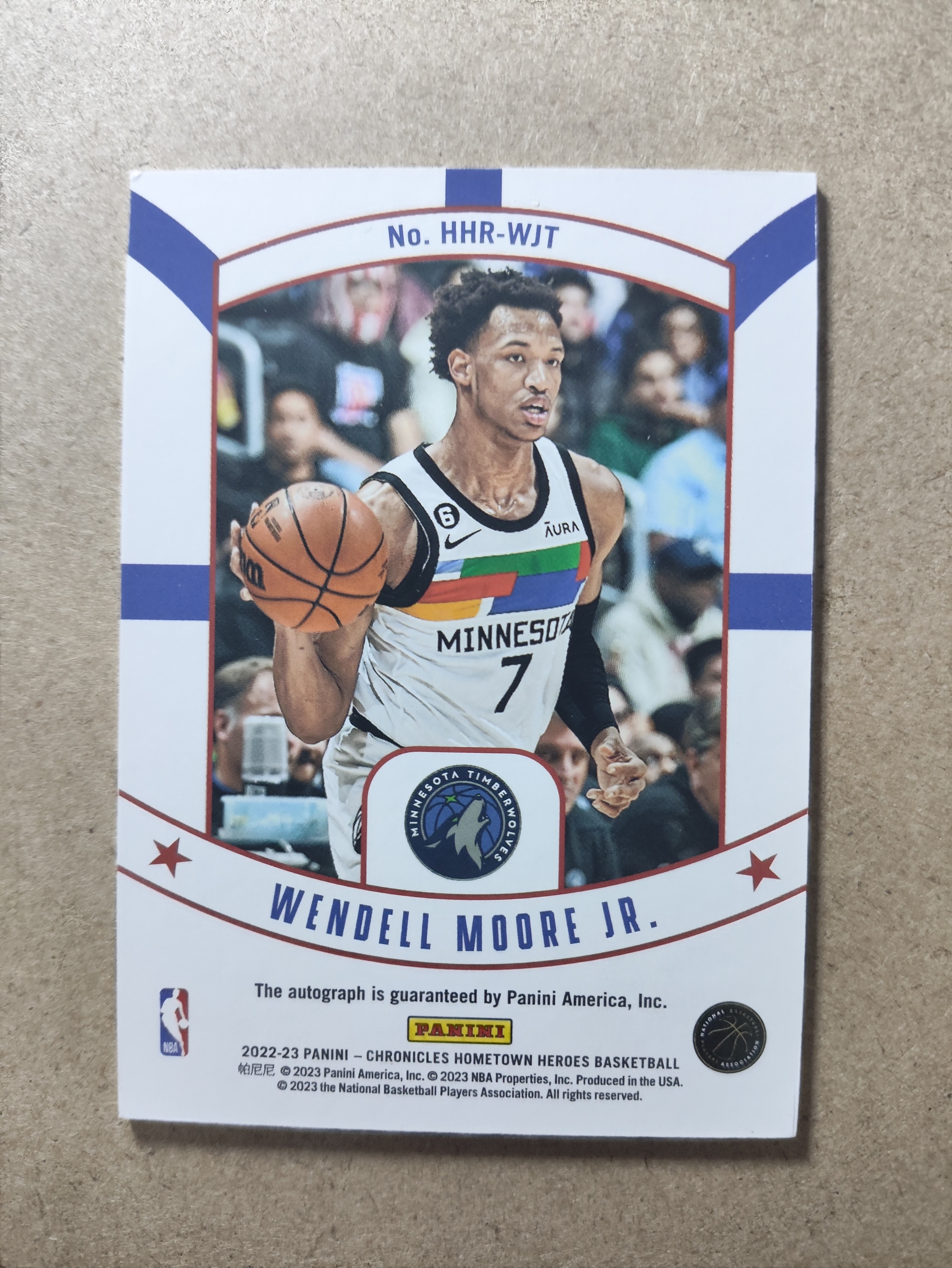 2022-23 Panini Chronicles Wendell Moore Jr. RC 编年史 温德尔摩尔 149编 RC新秀 签字贴签 森林狼 家乡英雄 卡品瑕疵如图 收藏必备 未来可期