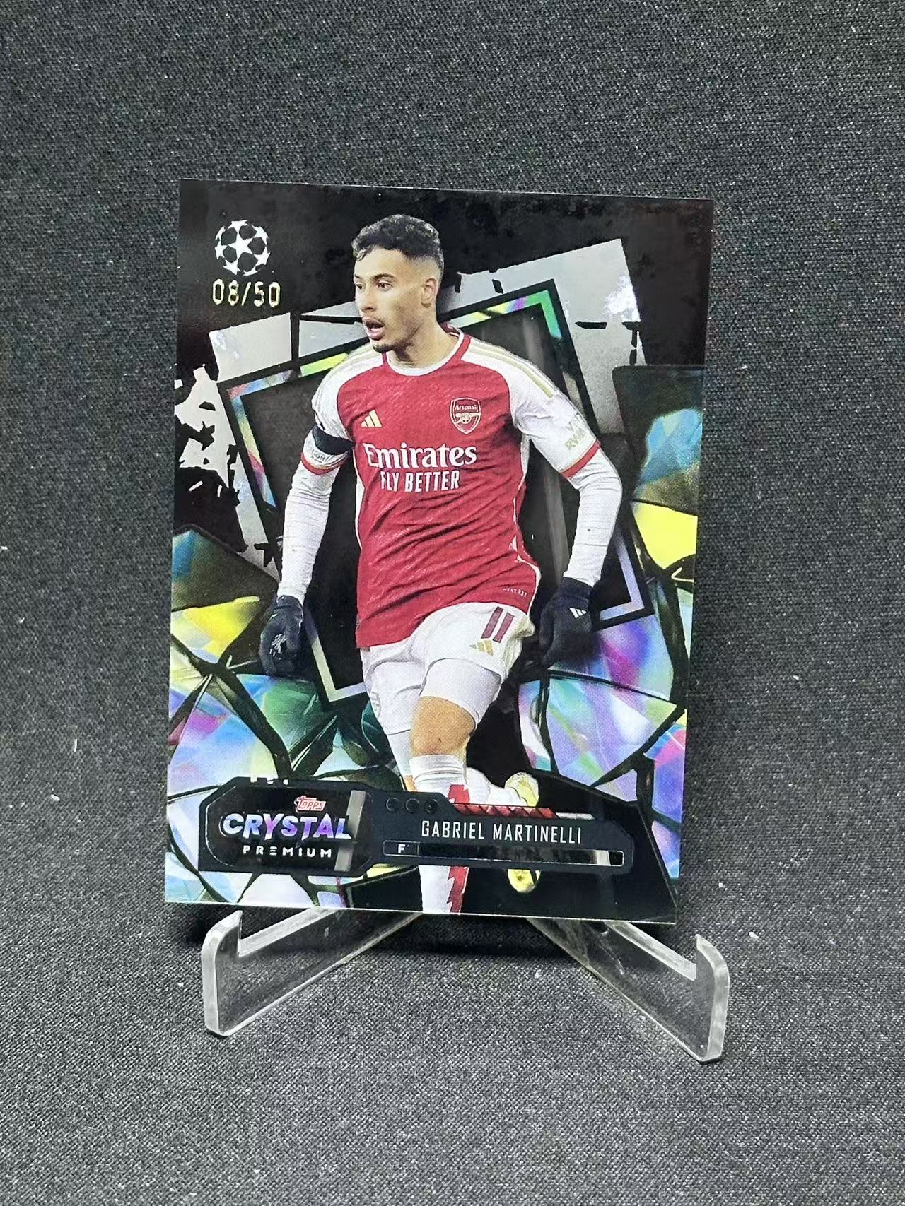 2024 Topps UEFA Champions League Gabriel Martinelli 【哆哆卡社】加布里埃尔·马丁内利 50编 黑彩虹碎冰折 欧冠 卡品如图