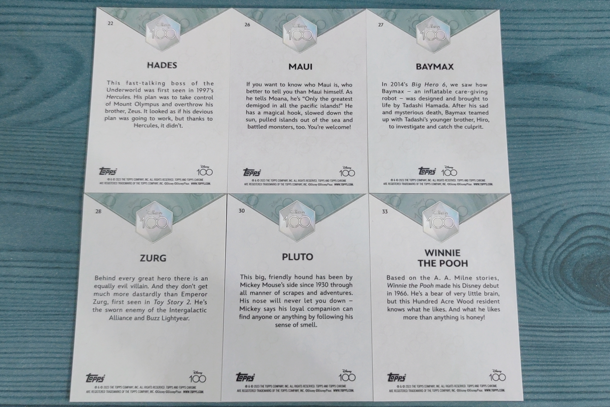2023 Topps Chrome Disney 动漫 电影 迪士尼 元年 100周年 Base 普卡 硬卡材质 珍藏系列 数量有限 卡品如图 6张 (附带卡膜 描述内有全部名单)