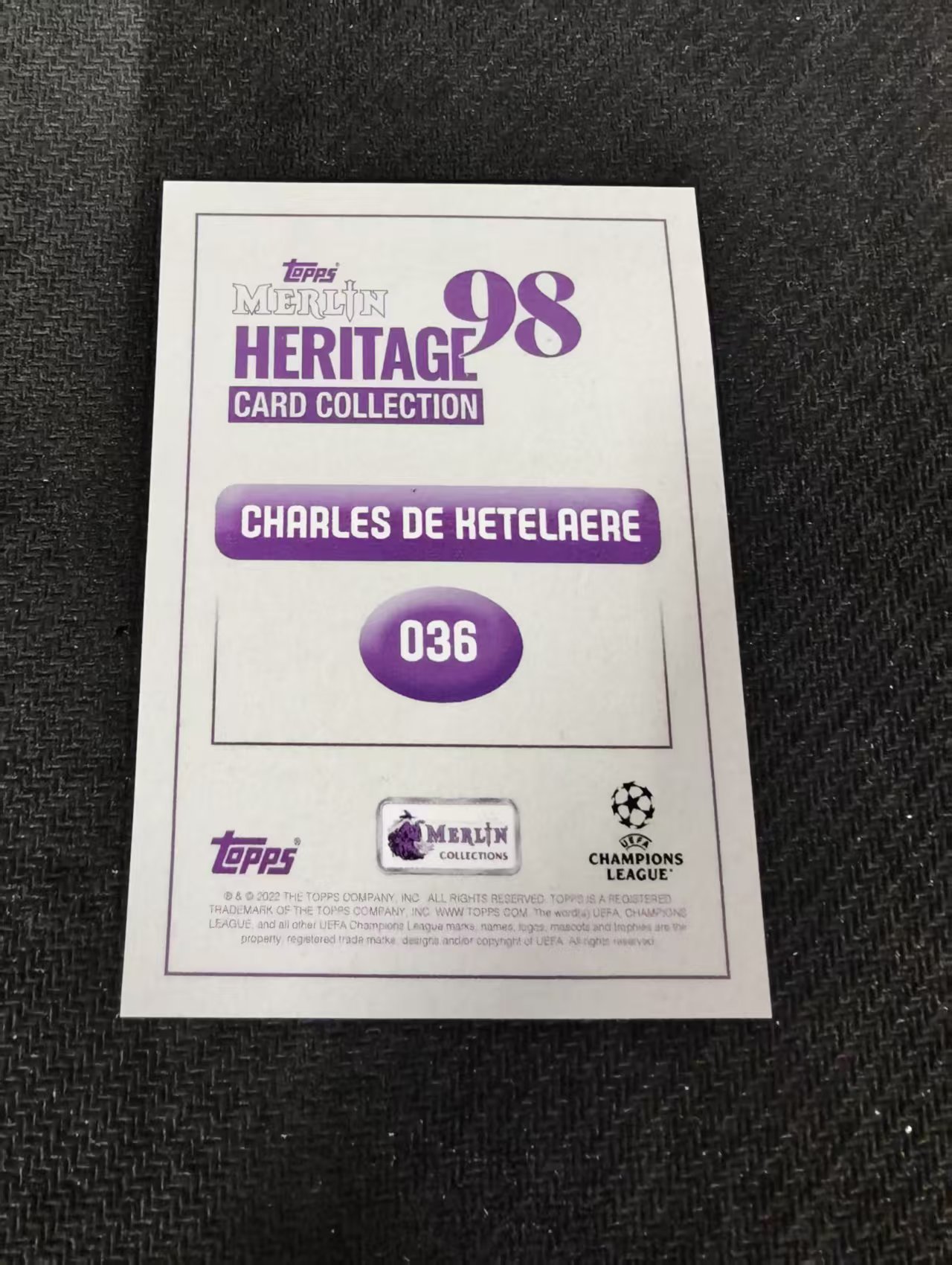 【可合并,不累计】2022 Topps Merlin98 Charles de Ketelaere 德凯特莱尔 布鲁日 梅林98 边角瑕疵 #36