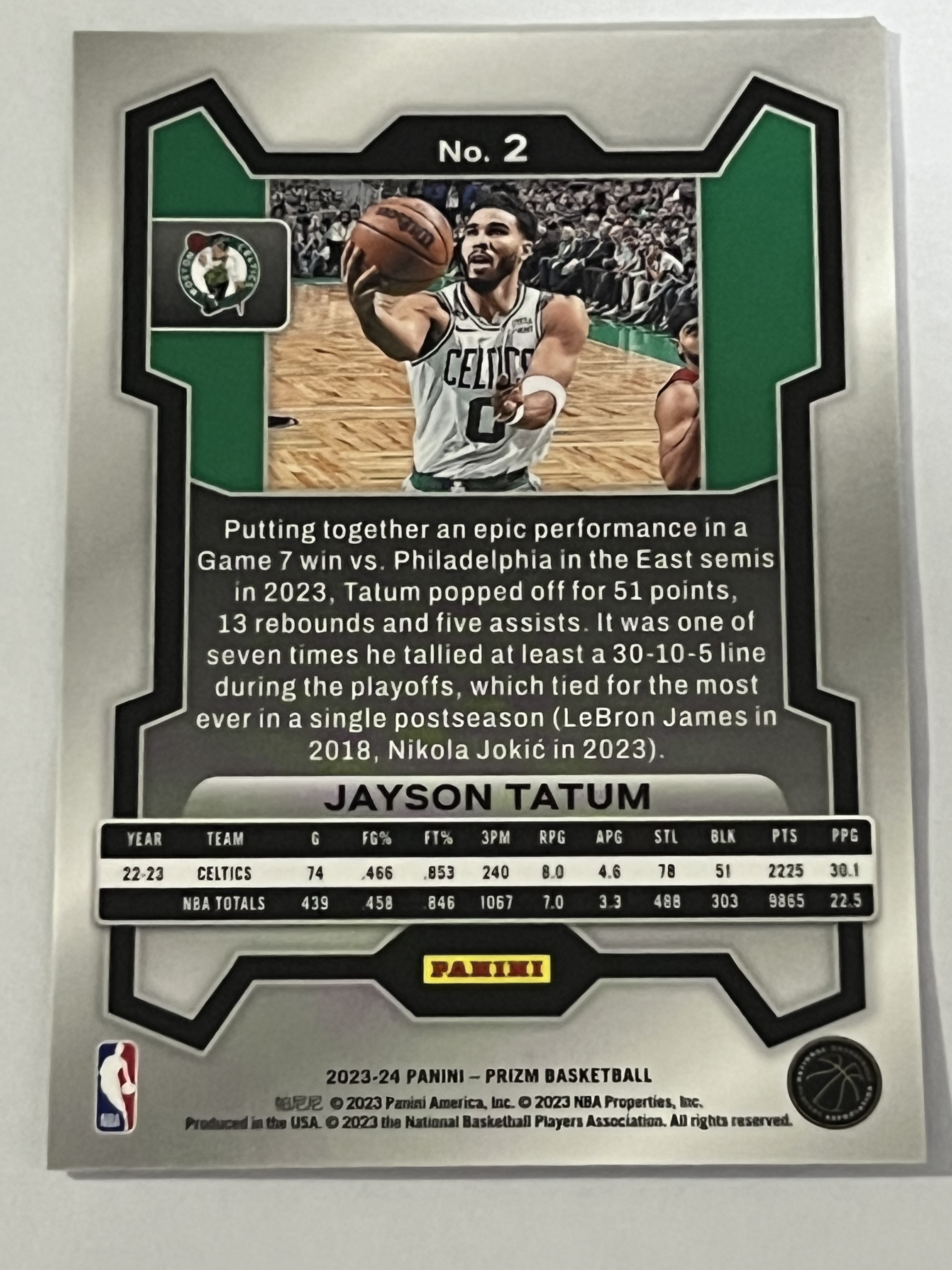 2023-24 Panini prizm Jayson Tatum 杰森 塔图姆 凯尔特人队 热门球星 收藏必备 可累计 可合并 #2