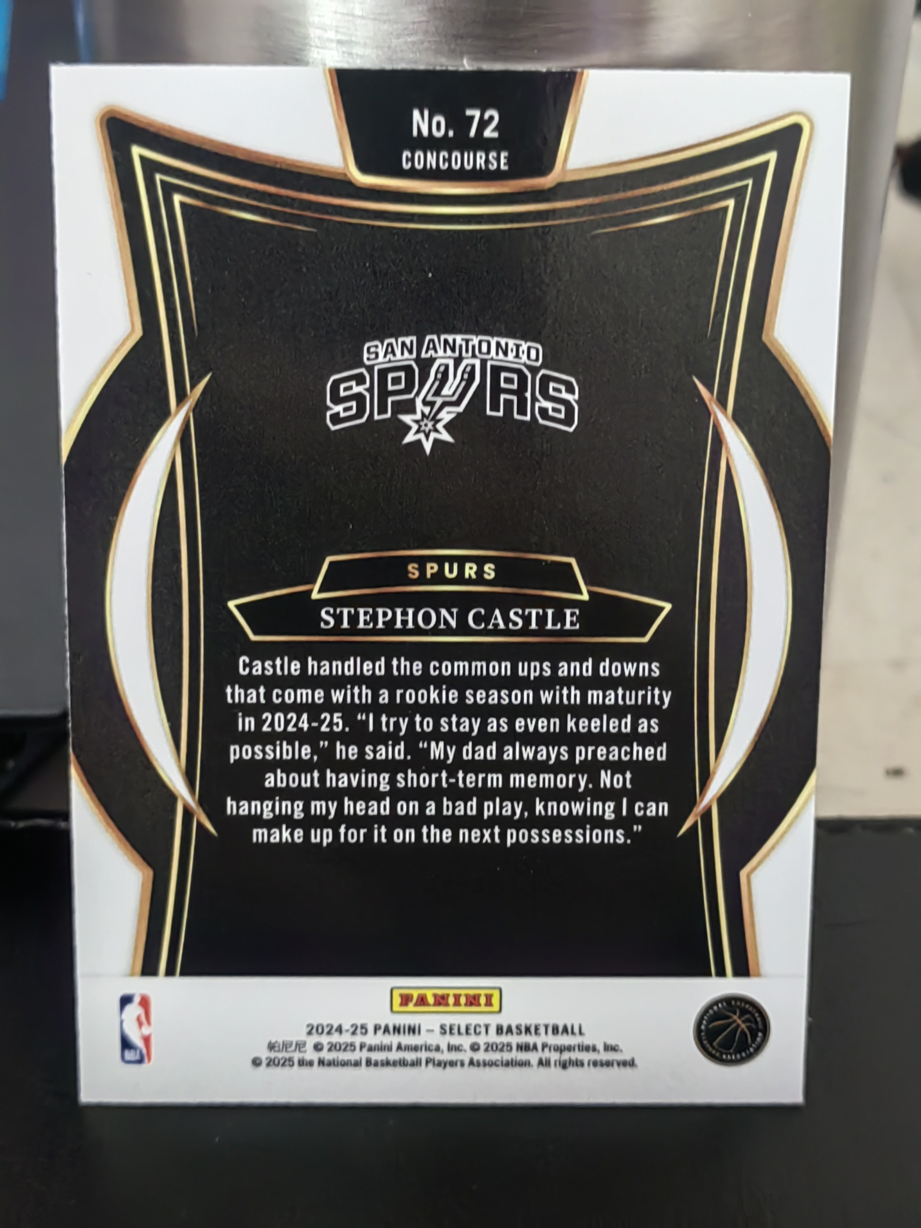 2024-25 Panini Select Stephon Castle RC Select 斯蒂芬 卡斯尔 马刺 新秀 第二张 篮 白边白角 不保卡品 卡品如图