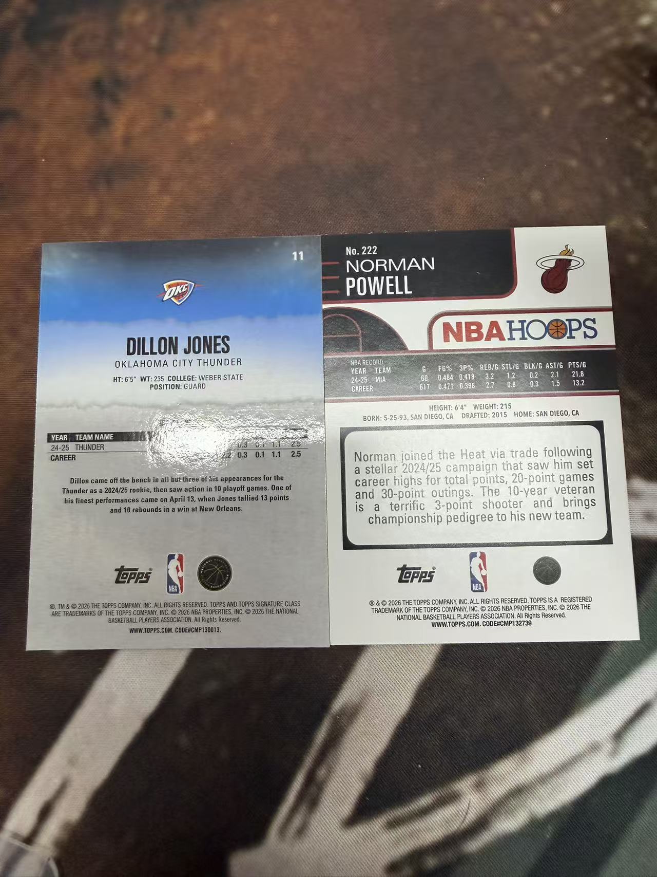 2024-25 Topps NBA Hoops Norman Powell 诺曼 鲍威尔 狄龙 琼斯 175编 249编 卡品如图 跑跑