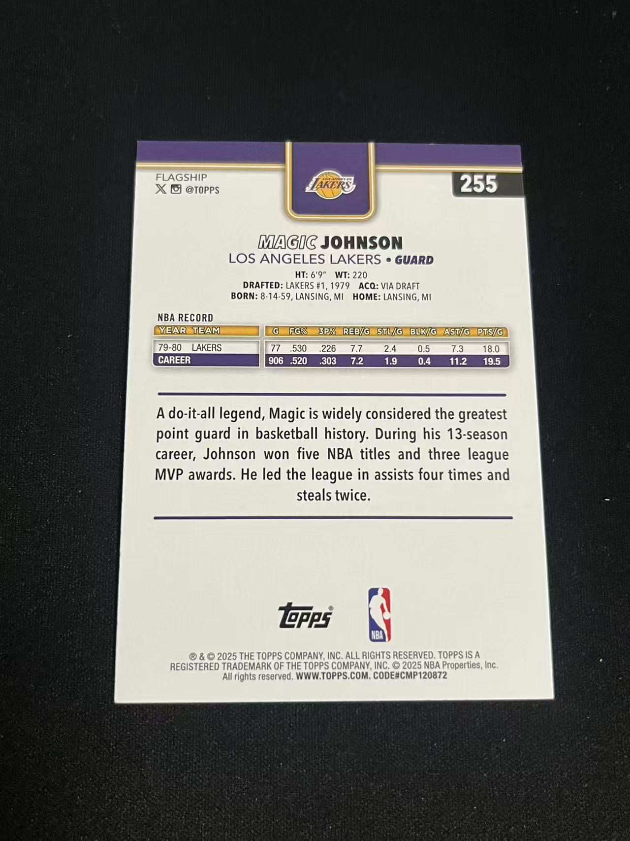 2025-26 Topps basketball Magic Johnson 魔术师 约翰逊 湖人 点点折 折射 base