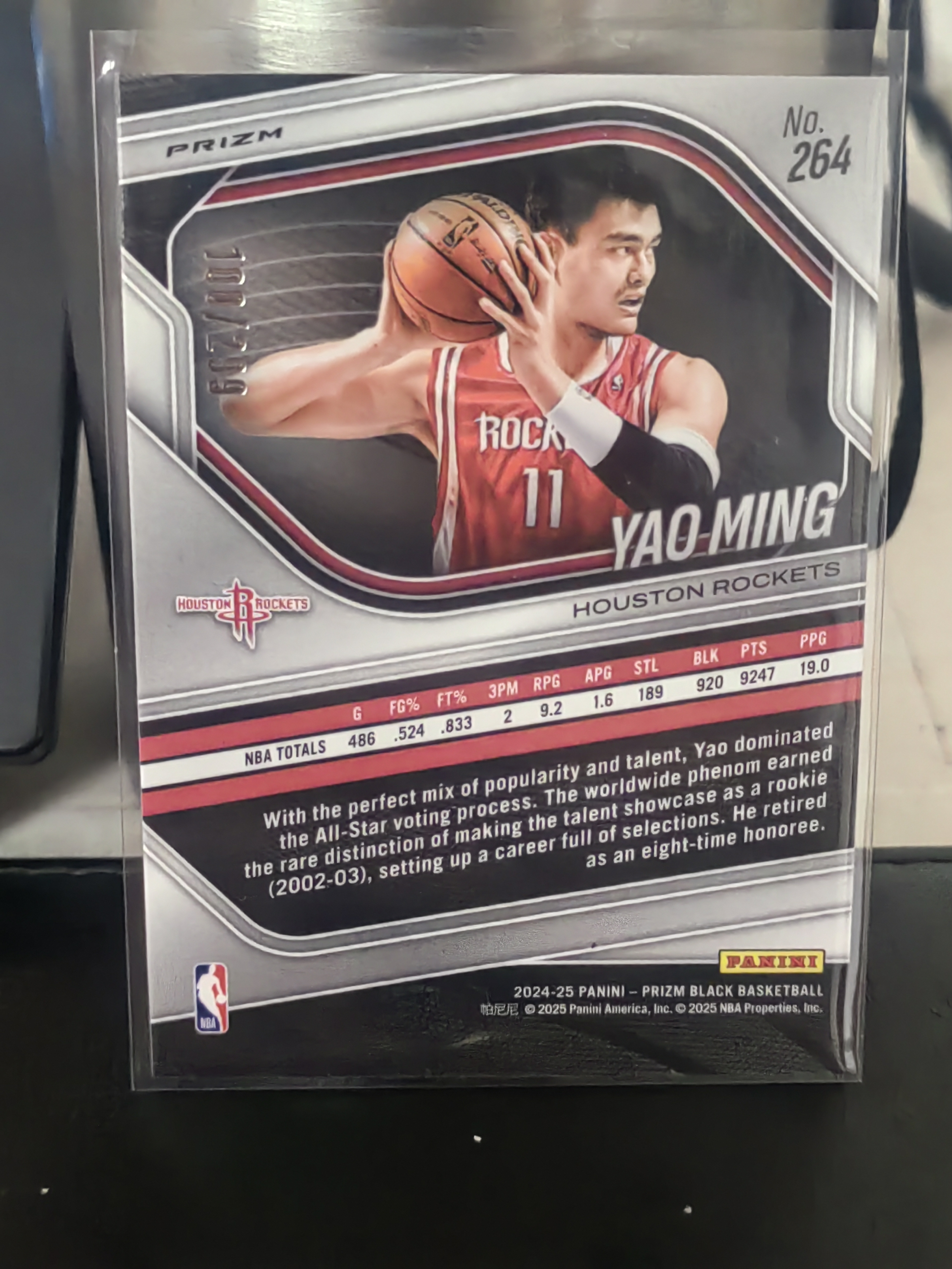 2024-25 Panini Prizm Black Yao Ming PZ 红折 姚明 火箭 225编 小鱼 白边白角 不保卡品 卡品如图