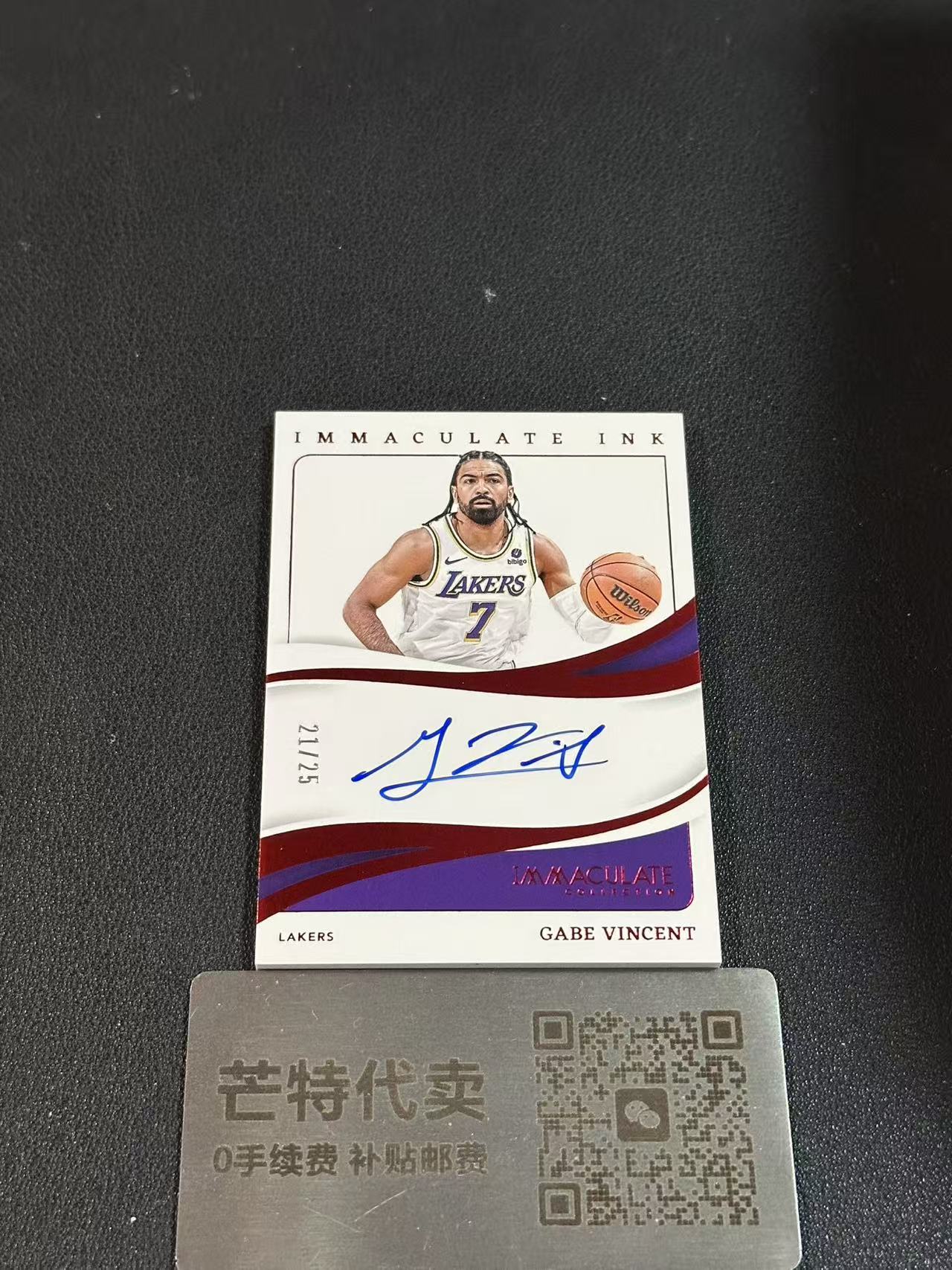 【芒特代卖】Gabe Vincent 文森特 2023-24 Immaculate 爱咪咪 /25编带编限量 签字 签名 卡签 INK签 红平行 湖人队