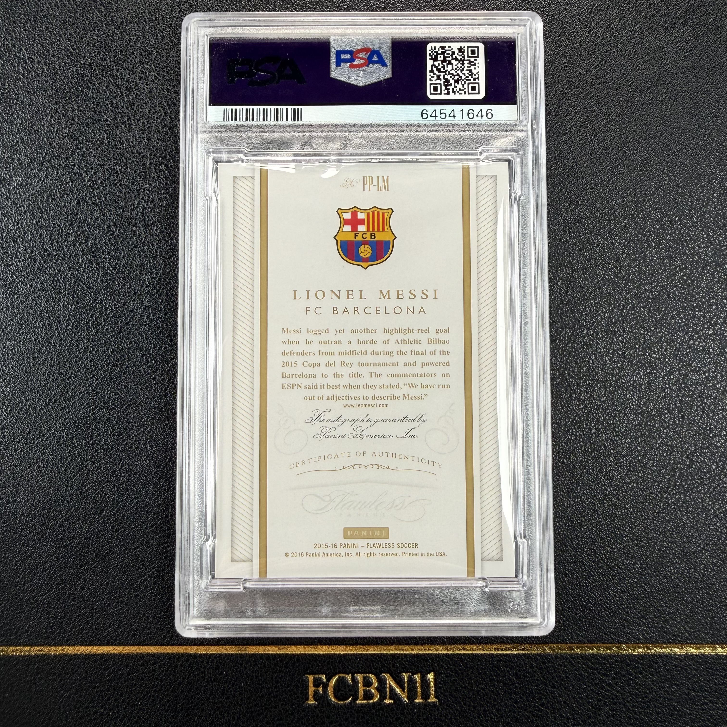 【FCB拍卖】2016 PANINI FLAWLESS LIONEL MESSI 里奥 梅西 签字 卡签 15编 红折 6/15 PSA8/10 暂无更高分 pop1 巴阿根廷 世界杯冠军 元年手提{Run277}FCBN11代理拍卖