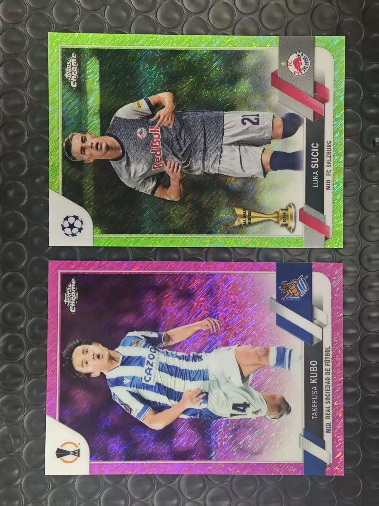 2023 Topps Chrome Luka Sucic 欧冠TC 红牛 卢卡 苏契奇 皇家社会 久保建英 250编 399编 粉折 绿折 折射 2张打包LOT 如图【原地起飞卡社】MVP11.11