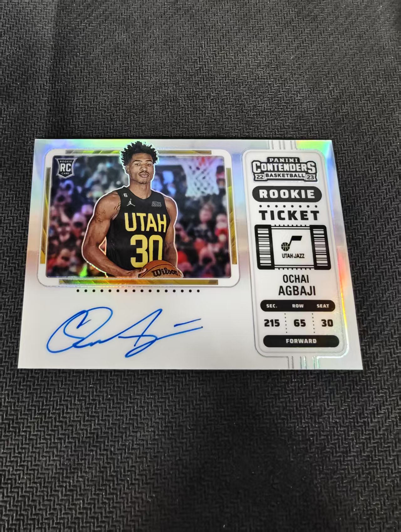 【汽水拍卖】2022-23 panini contenders ochai agbaji 球票 爵士 阿巴吉 rc 新秀 签字 卡签 银折 微瑕如图