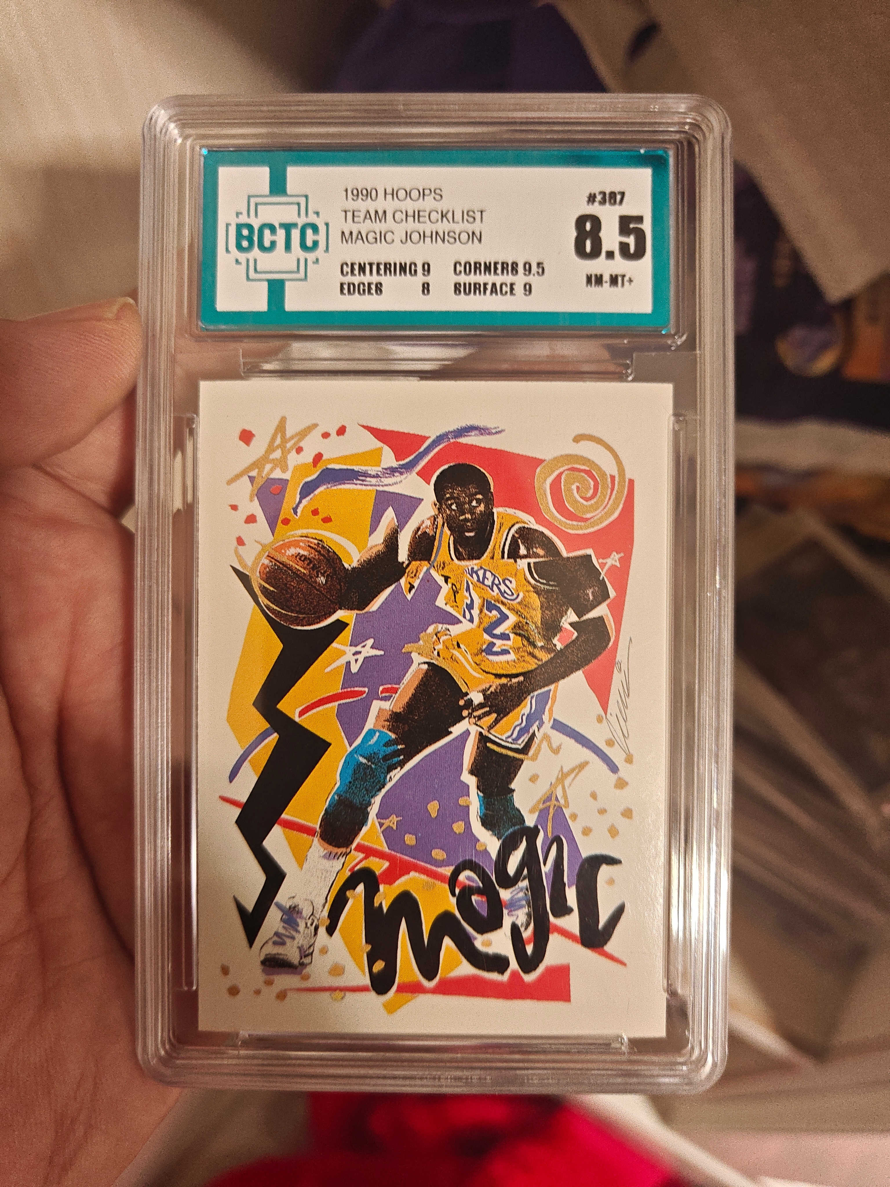 1990 NBA Hoops Hoops Magic Johnson #387 BCTC8.5 魔术师 约翰逊 湖人时期 大比例 漫画 保粹评级 凑套必备