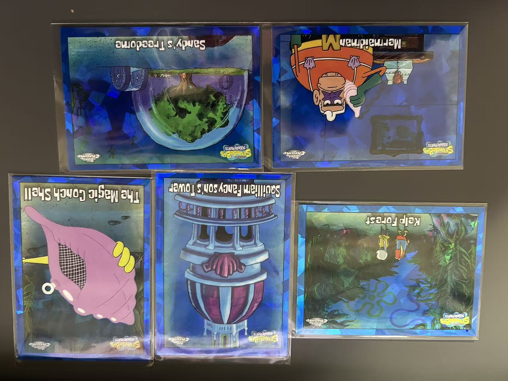 2025 Topps SpongeBob SquarePants SpongeBob 【灰灰代拍】蓝宝石 chrome 海绵宝宝 事件卡 base 5张打包 疯
