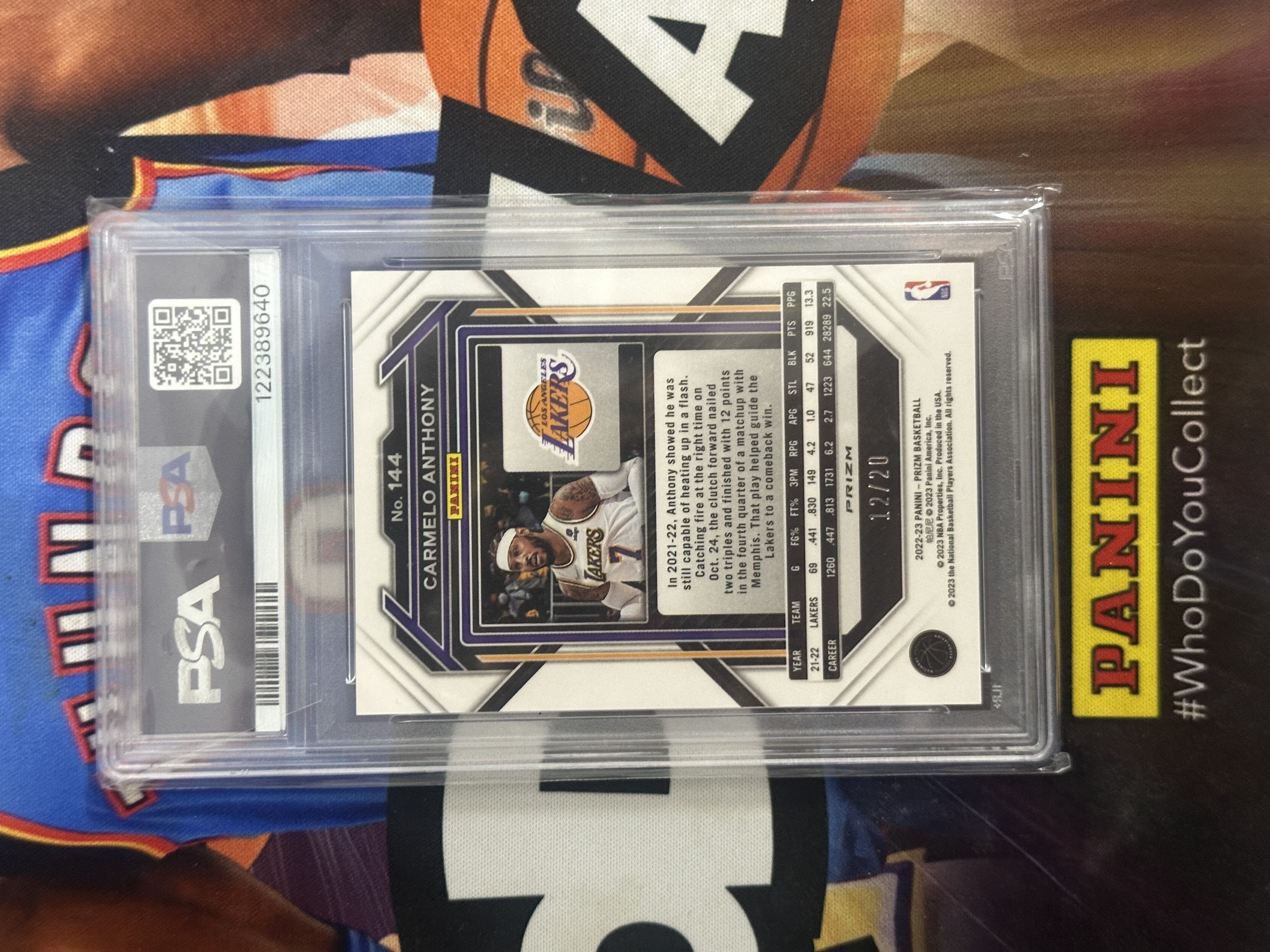 2022-23 Panini Prizm Carmelo Anthony 【小猪包代卖】卡梅隆 安东尼 20编 choice 甜瓜 紫圈圈折 PSA10分 POP1 base 名人堂 llt