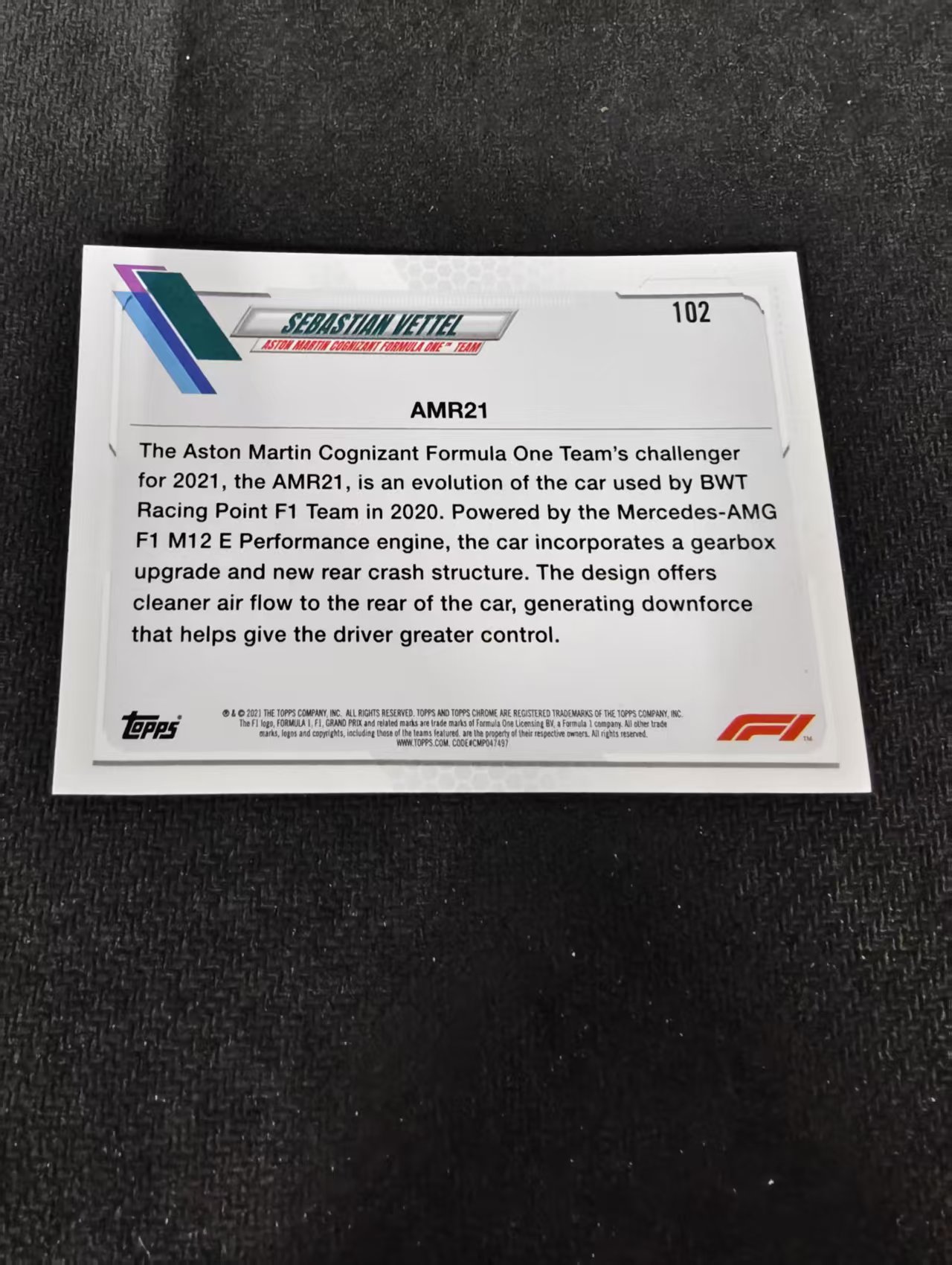 2021 Topps Chrome Sebastian Vettel F1 阿斯顿马丁 维特尔 划痕 边角瑕疵 #102