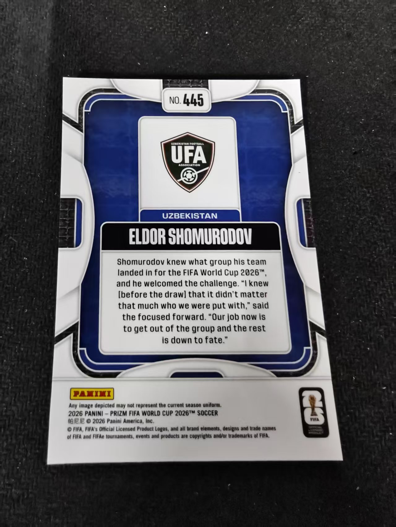 2026 Panini World Cup Prizm Eldor Shomurodov 肖穆罗多夫 乌兹别克斯坦 PZ世界杯 划痕 边角瑕疵#445