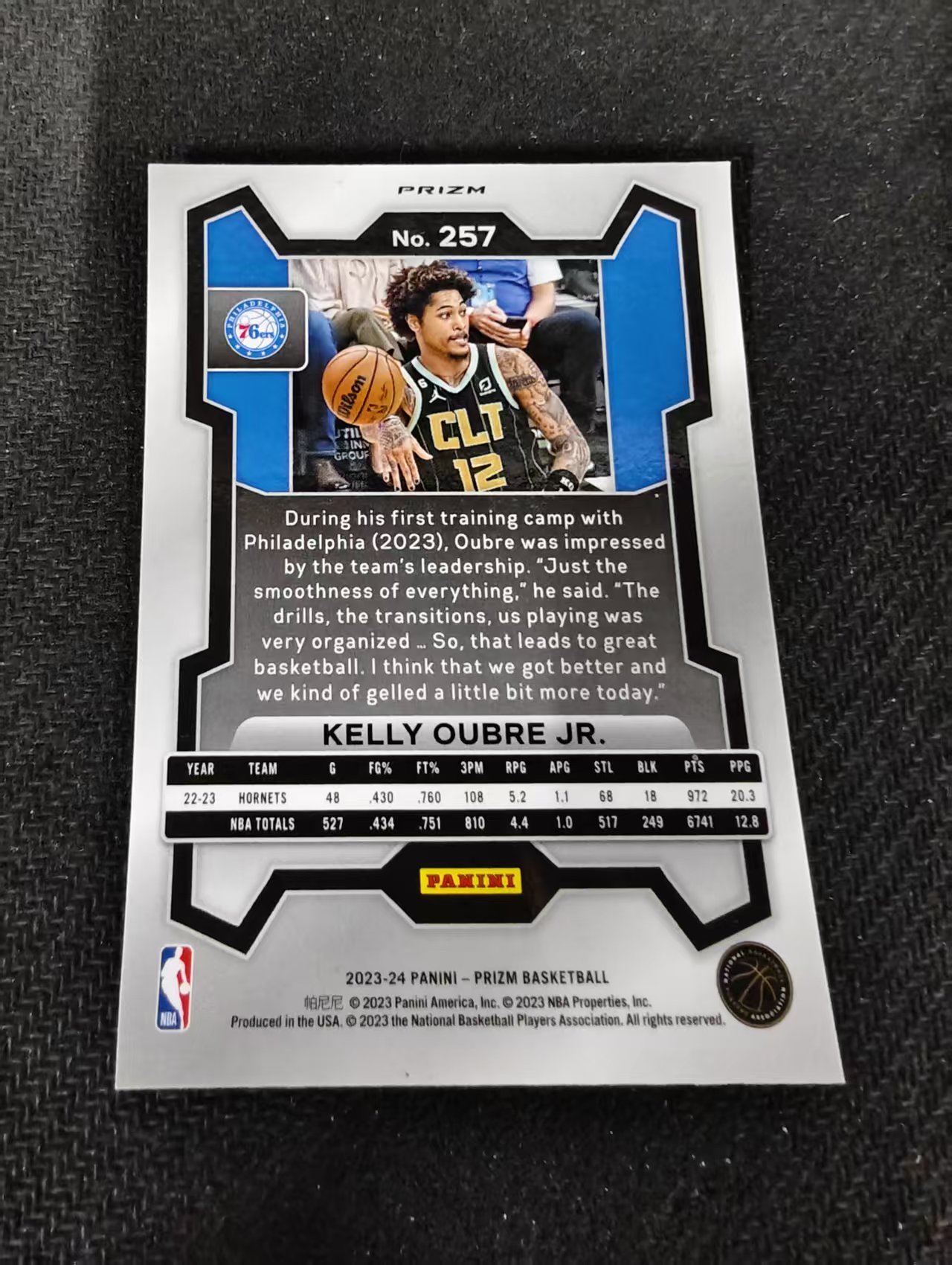 2023-24 Panini Prizm Kelly Oubre Jr. 凯利 乌布雷 76人 粉碎冰 PZ 划痕 边角瑕疵 #257