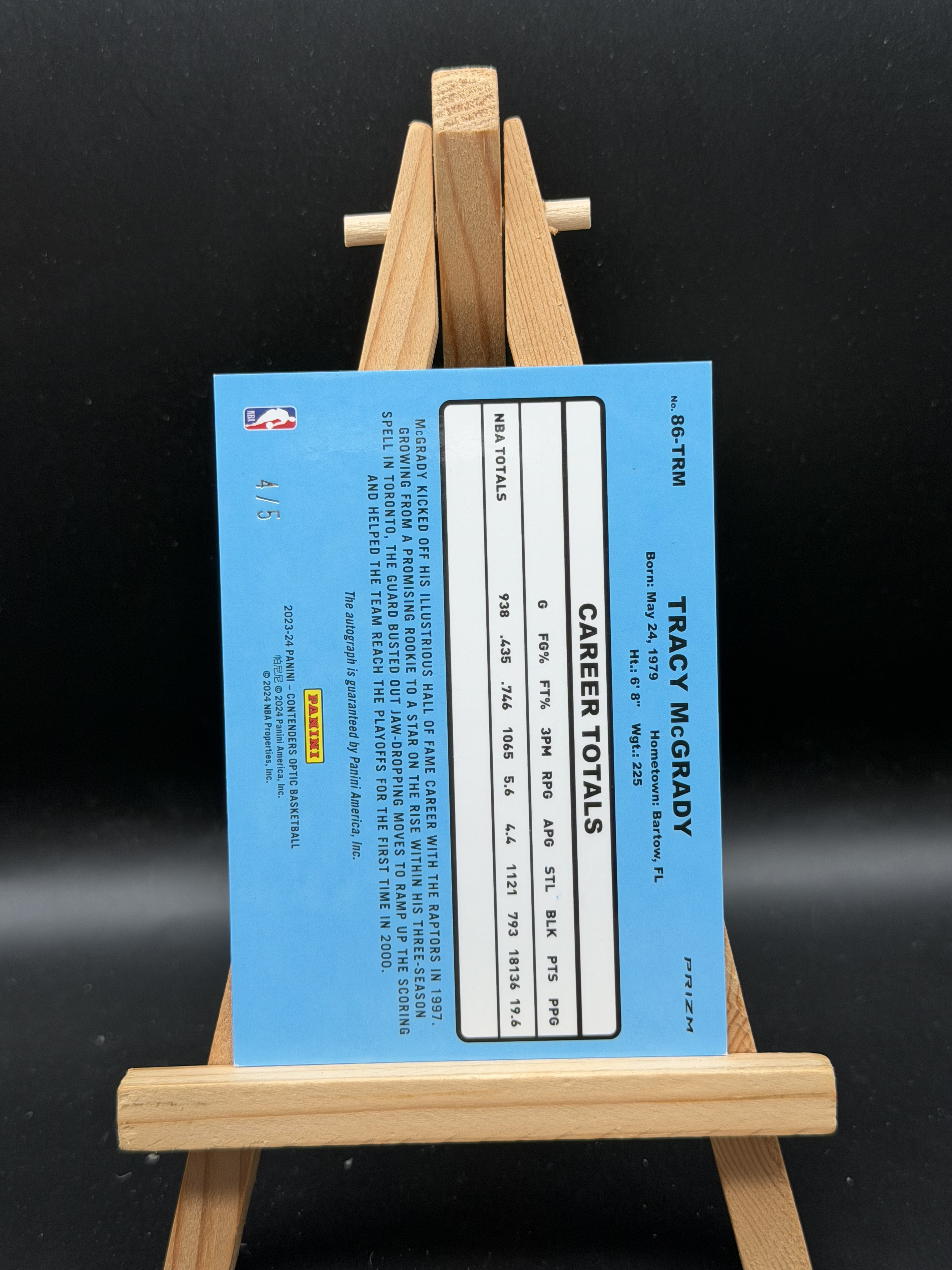 2023-24 Panini Contenders Optic Tracy McGrady T-mac 麦迪 猛龙 球票 optic 1986复古复刻 绿碎冰折 5编 低编 卡签 签字 #杰少