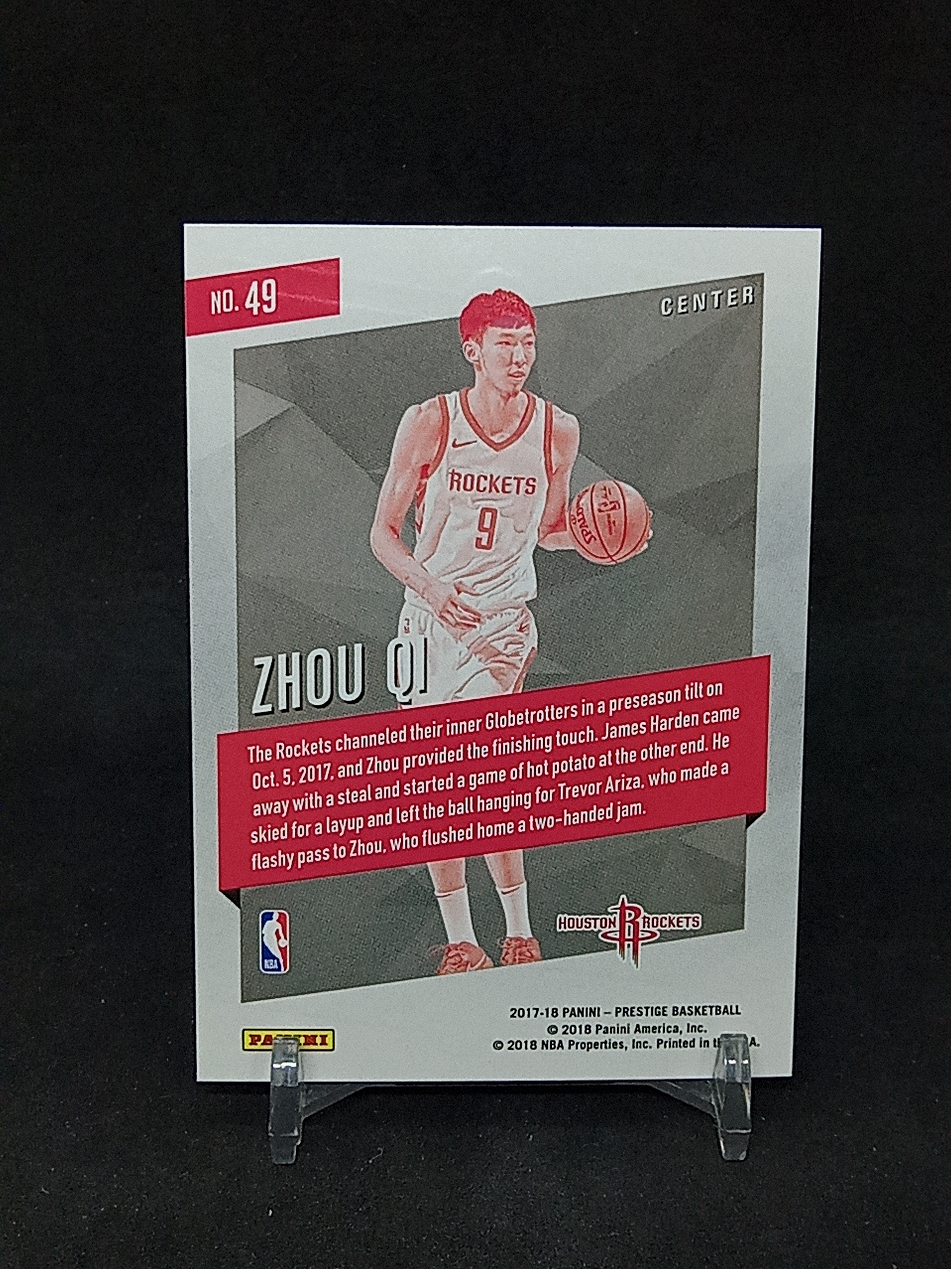 【DC拍卖】9.28HK `2017-18 Panini Prestige #49 周琦 Zhou Qi 火箭 Prestige荣耀系列 金碎冰折射球星卡`