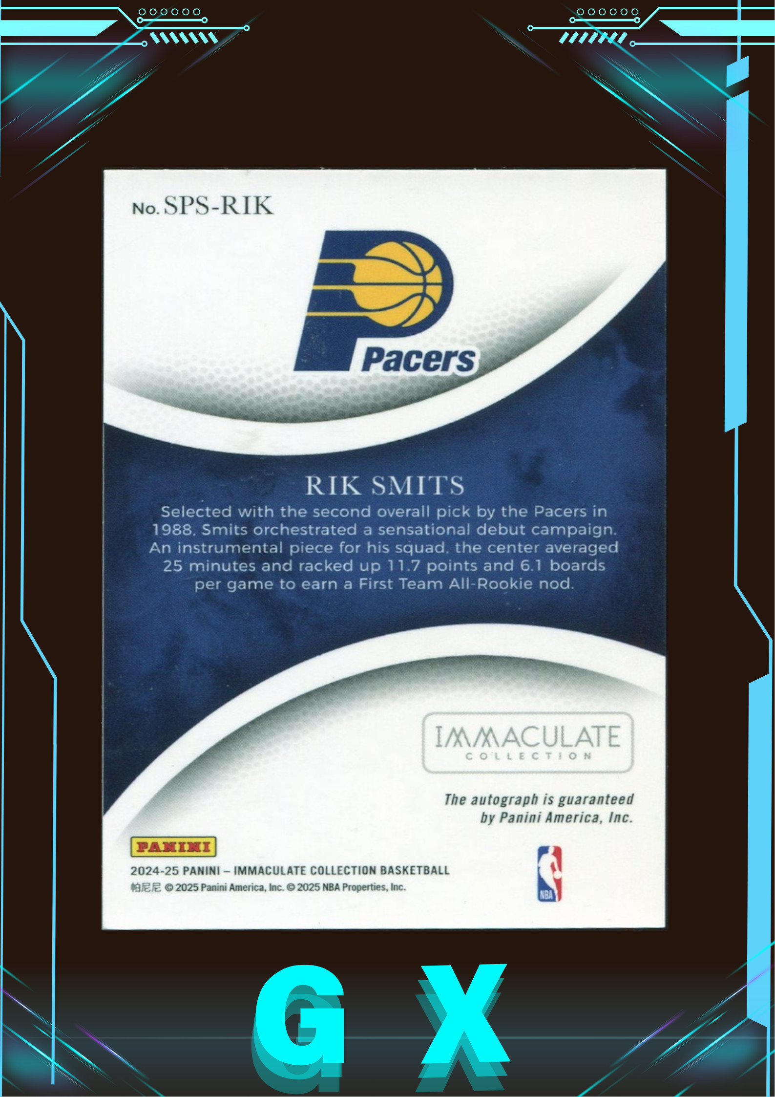 2024-25 Immaculate系列 里克·施密茨 Rik Smits 54/99编 卡签 签字 !【钩玄卡店】Will