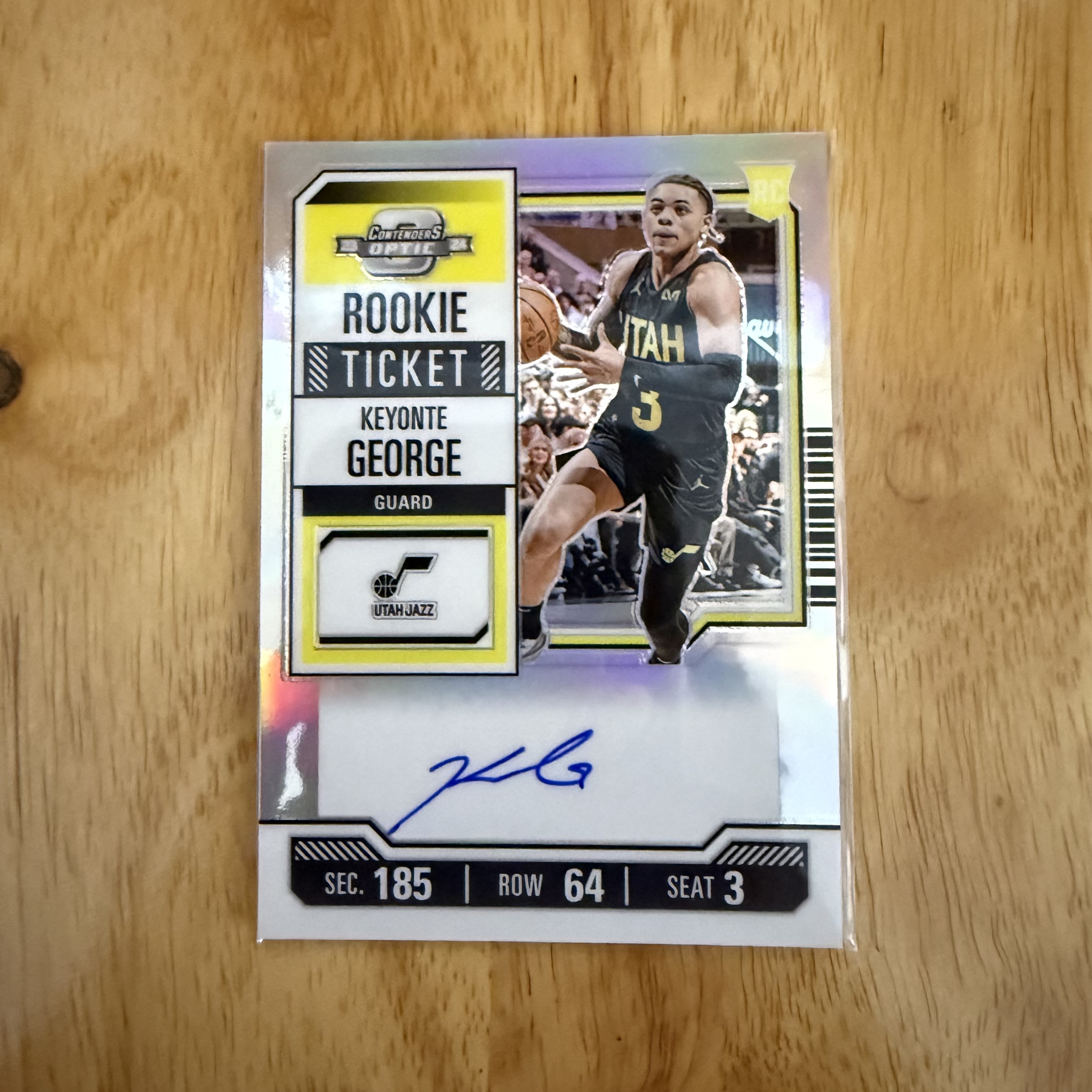 2023-24 Panini Contenders Optic Keyonte George RC #130 新秀 爵士 球票OP 基昂特 乔治 签字 卡签 银折折射 猪猪侠 队友马尔卡宁乐福