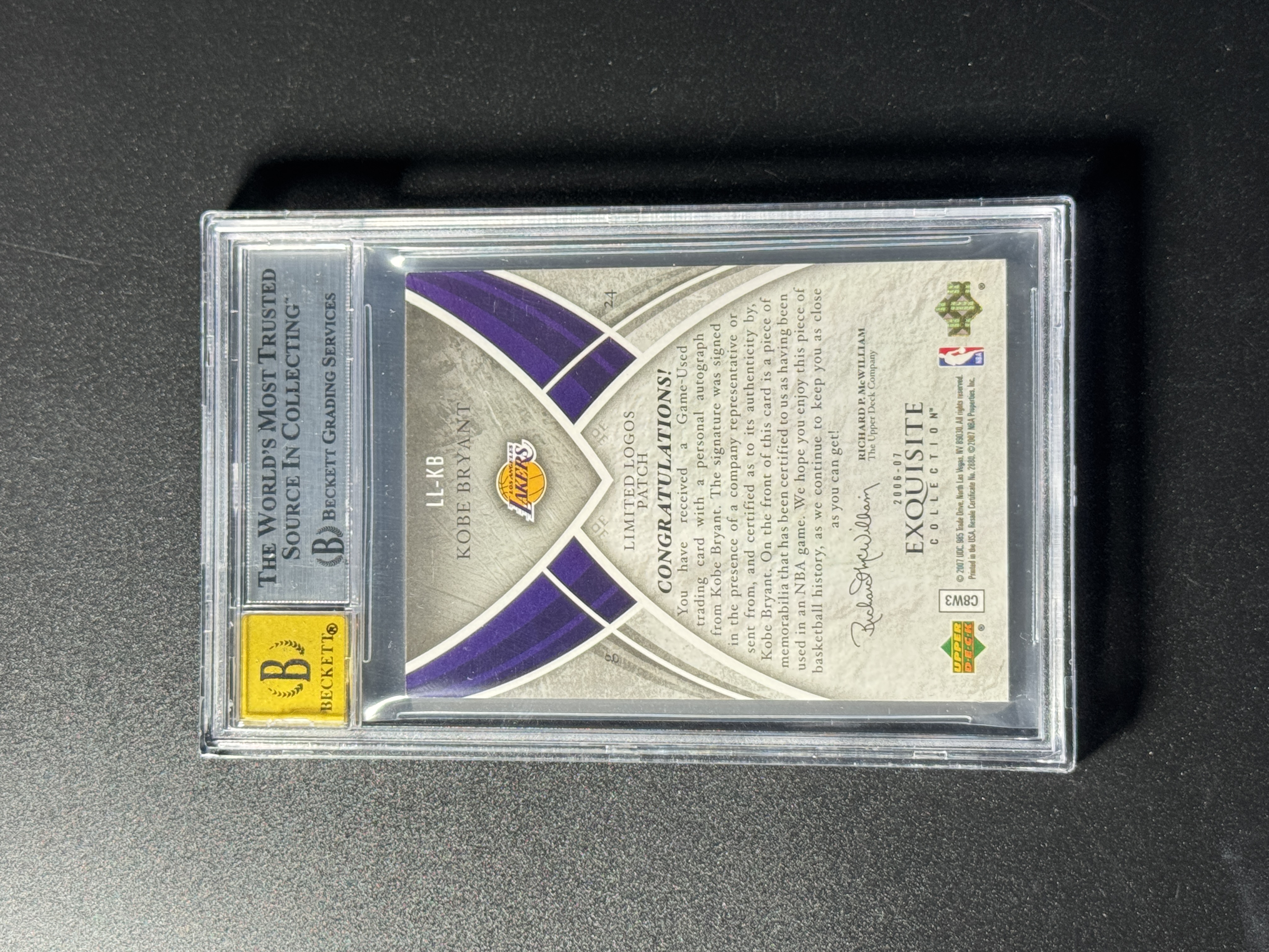 【喷子拍卖】2006-07 UD exquisite Kobe Bryant 木盒 洛杉矶湖人 科比 布莱恩特 LL limited logo 50编 大窗patch 卡签 切割暴力 大hit BGS8/10 送订制壳 AND