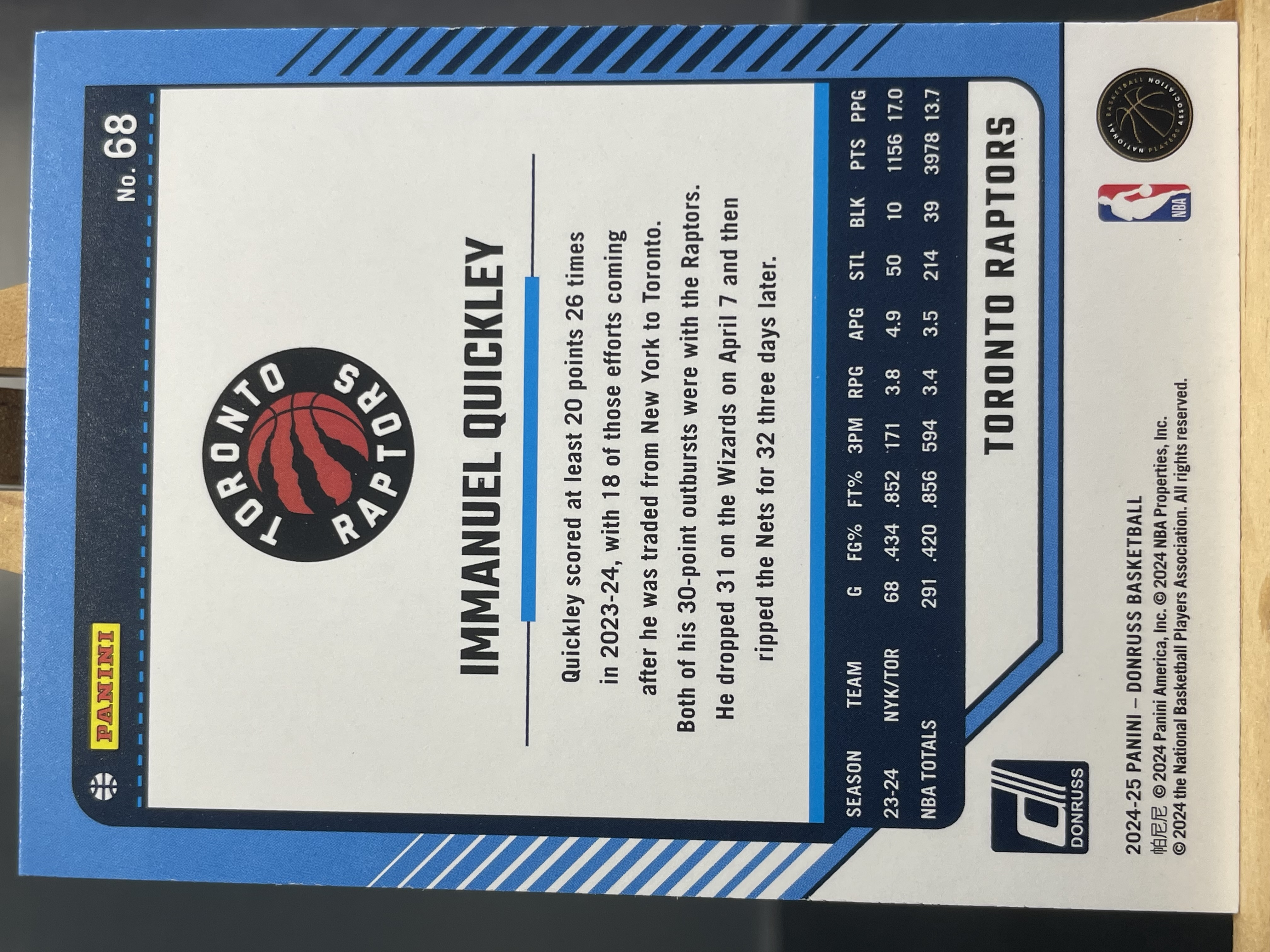 (B8) 2024-25 PANINI 杜蕾斯 系列 佛光折 伊曼纽尔 奎克利 猛龙 实卡好看 收藏凑套必备 卡品如图 !!!