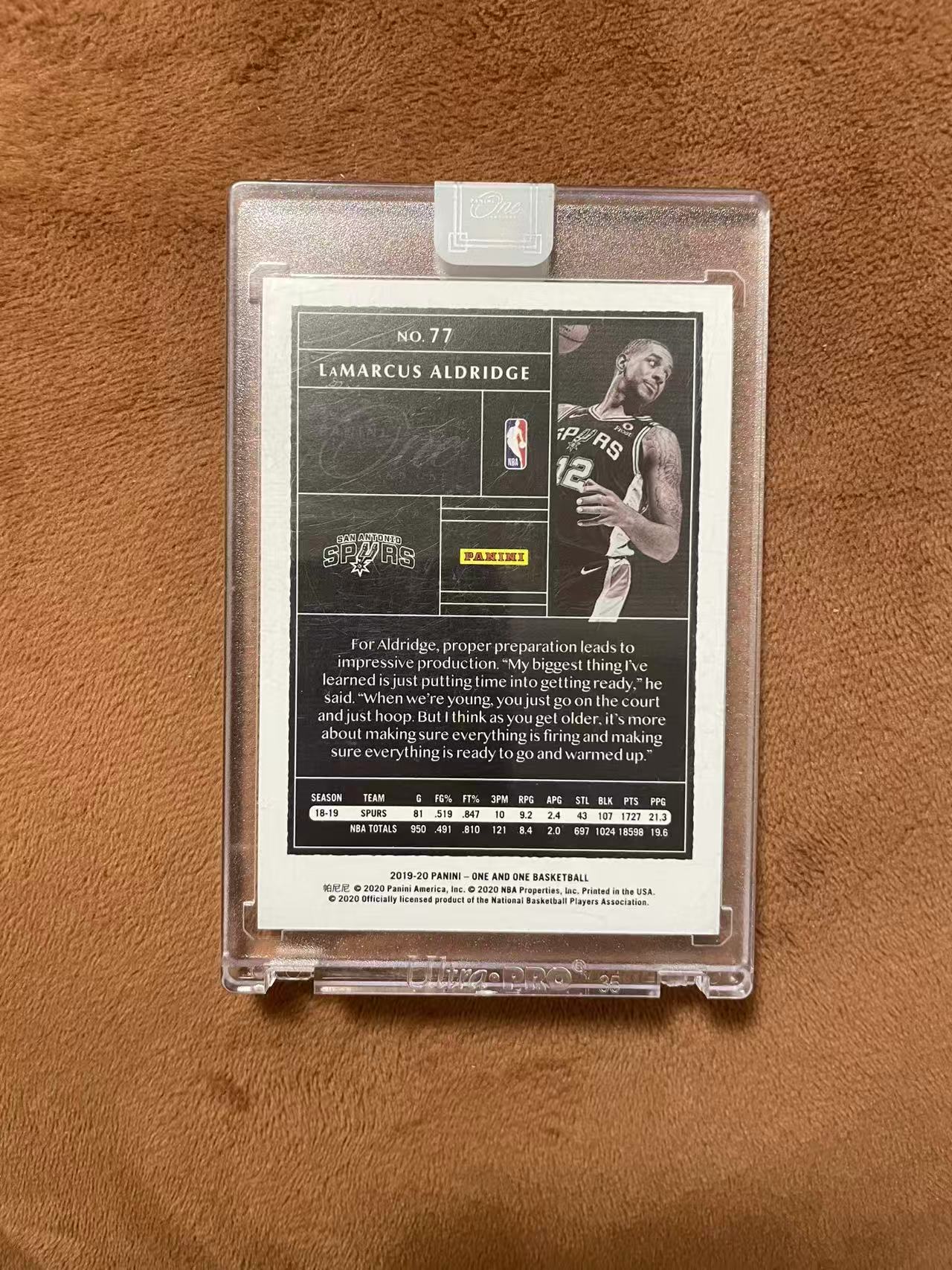 2019-20 Panini One and One LaMarcus Aldridge 马刺 拉玛库斯 阿尔德里奇 阿德 one系列 5编 低编 绿平行 原封砖 彩虹折射同版凑套在拍 专收必备【z】