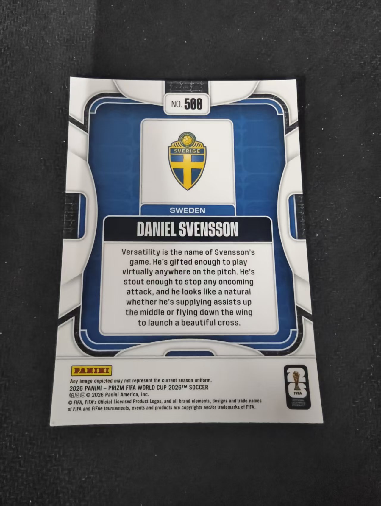 2026 Panini World Cup Prizm Daniel Svensson RC 丹尼尔 斯文松 多特蒙德 瑞典 新秀 PZ世界杯 划痕 边角瑕疵#500