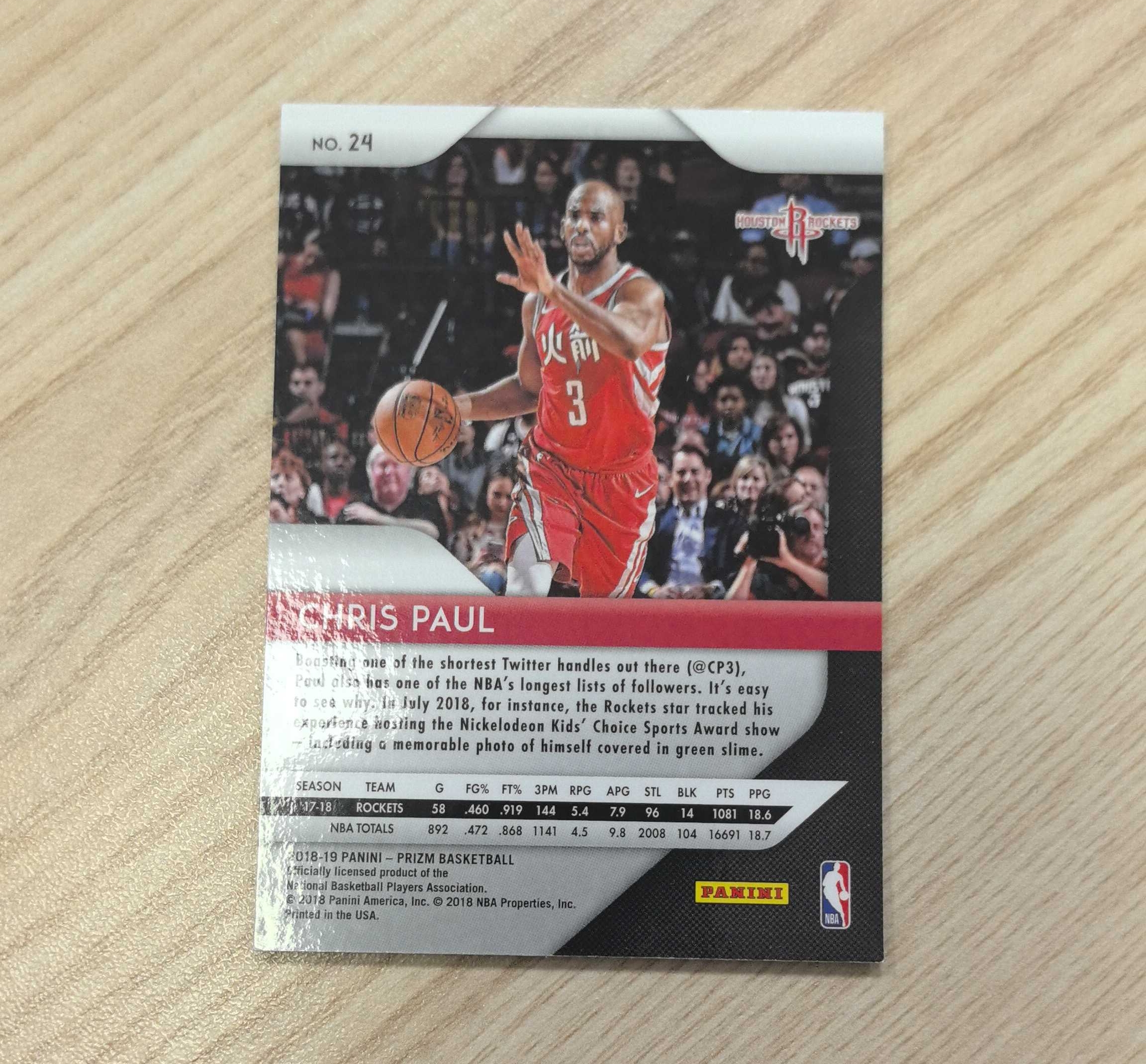 2018-19 Panini Prizm Chris Paul 克里斯·保罗 控卫之神 虎扑58 75大 12届全明星 11届最佳阵容 9届最佳防阵 奥运冠军 助攻王抢断王黄蜂快船火箭雷霆太阳勇士马刺