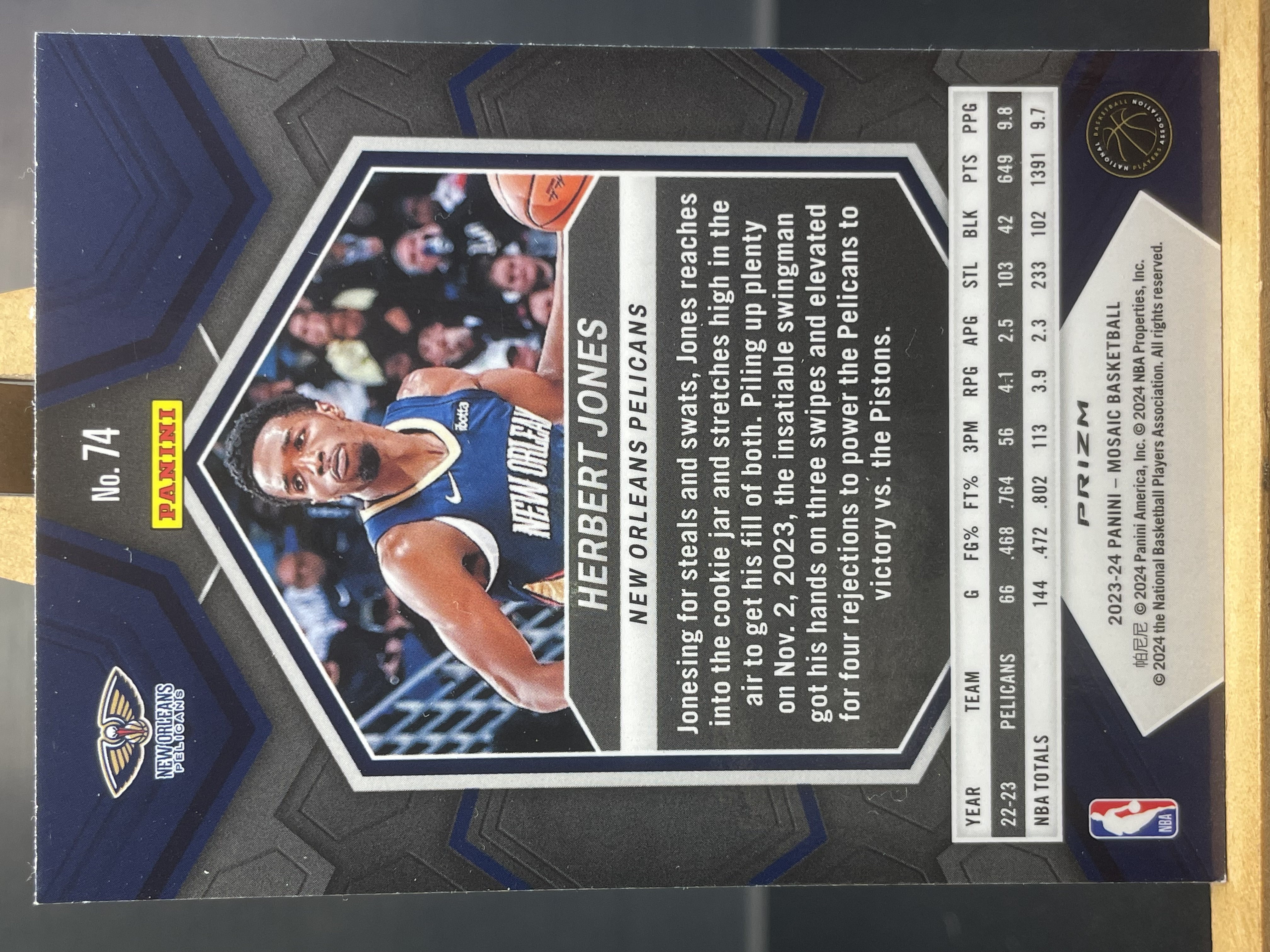 (A5) 2023-24 PANINI 马赛克系列 折射 赫伯特 琼斯 鹈鹕 近期大热球星 收藏凑套必备 卡品如图!!!