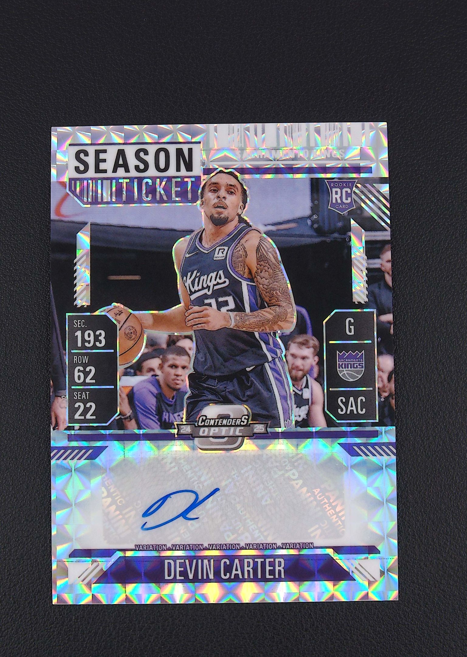 2024 Panini Mosaic Devin Carter 【阿福代卖】 德文 卡特 国王 新秀 签字 马赛克 op插入 收藏必备 (行行行)