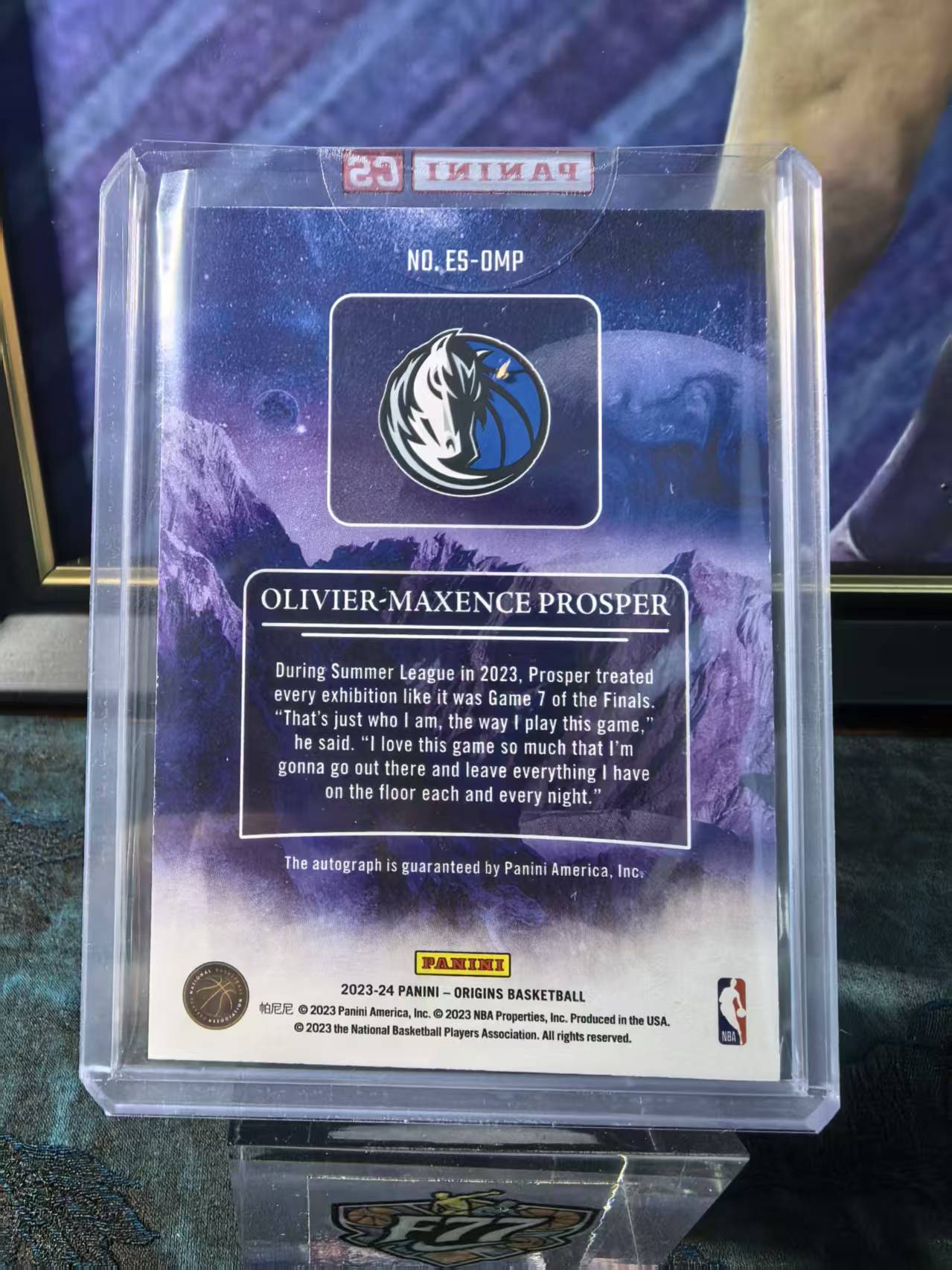 2023-24 Panini Origins Olivier Maxence Prosper 普罗斯珀 RC Rookie Elevation 新秀飞升签字 卡签 独行侠 63/99编 收藏必备 太阳