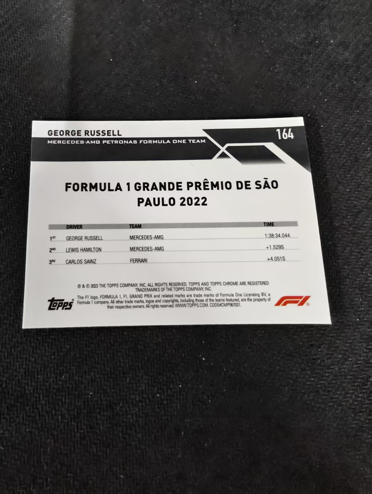 2023 Topps Chrome F1 George Russell 乔治 拉塞尔 梅赛德斯车队 划痕 边角瑕疵 #164