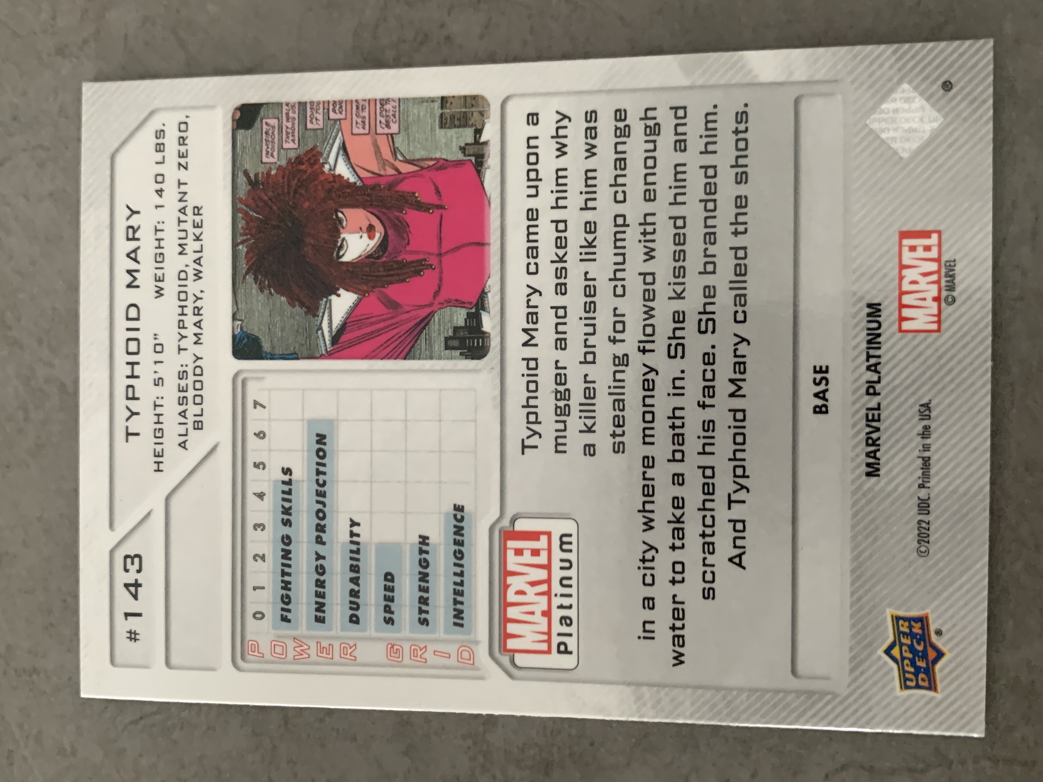 (A9) 2022 UPPER DECK 漫威 BASE 伤寒玛丽 实卡好看 收藏凑套必备 卡品如图 !!!