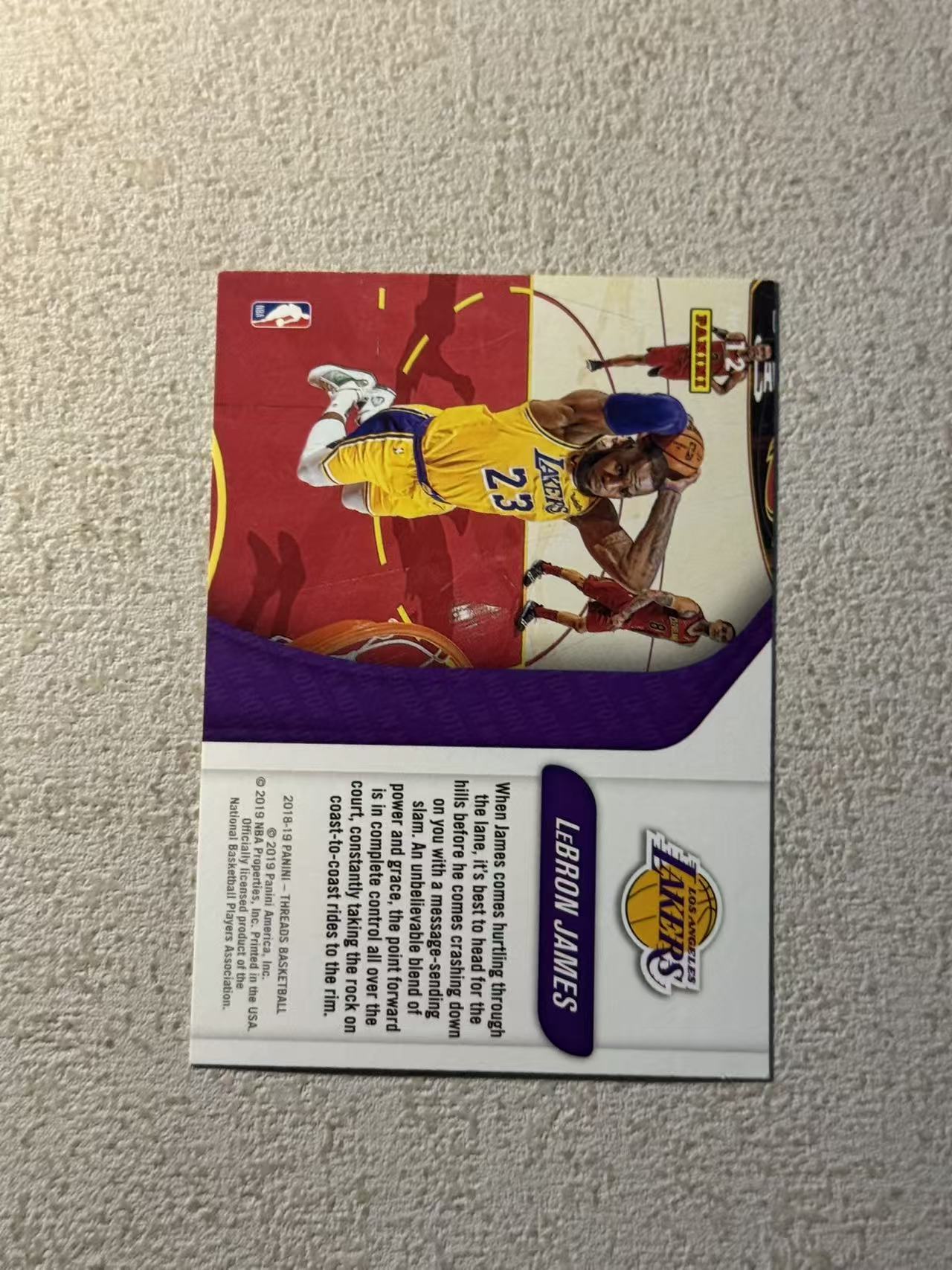 2018-19 Panini Threads LeBron James 小背心 湖人 勒布朗 詹姆斯 大比例 横板特卡 sp 经典选图 收藏必备