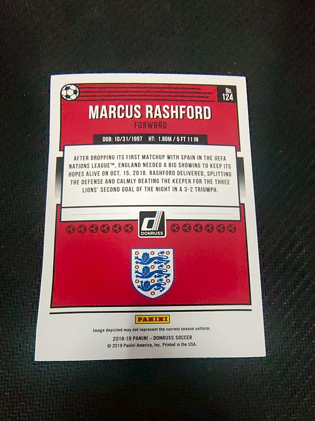 【可合并,不累计】2018-19 Panini Donruss Marcus Rashford 英格兰 大英帝星 曼联太子 拉什福德 杜蕾斯 划痕 边角瑕疵 #124