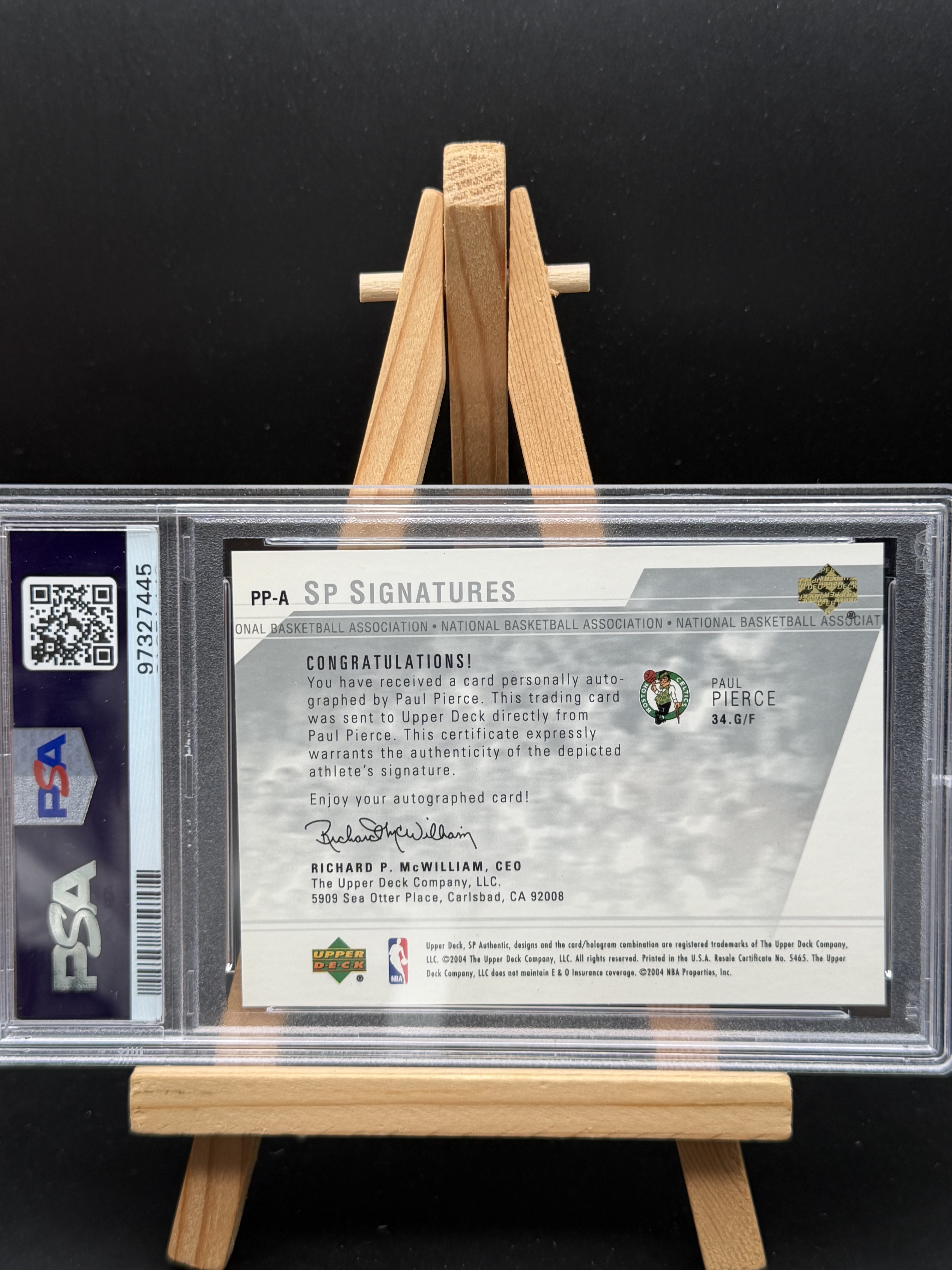 2003 Upper Deck SP Authentic Paul Pierce 保罗 皮尔斯 凯尔特人 UD SP 卡签 签字 招牌动作 PSA10分 完美卡品 收藏极品